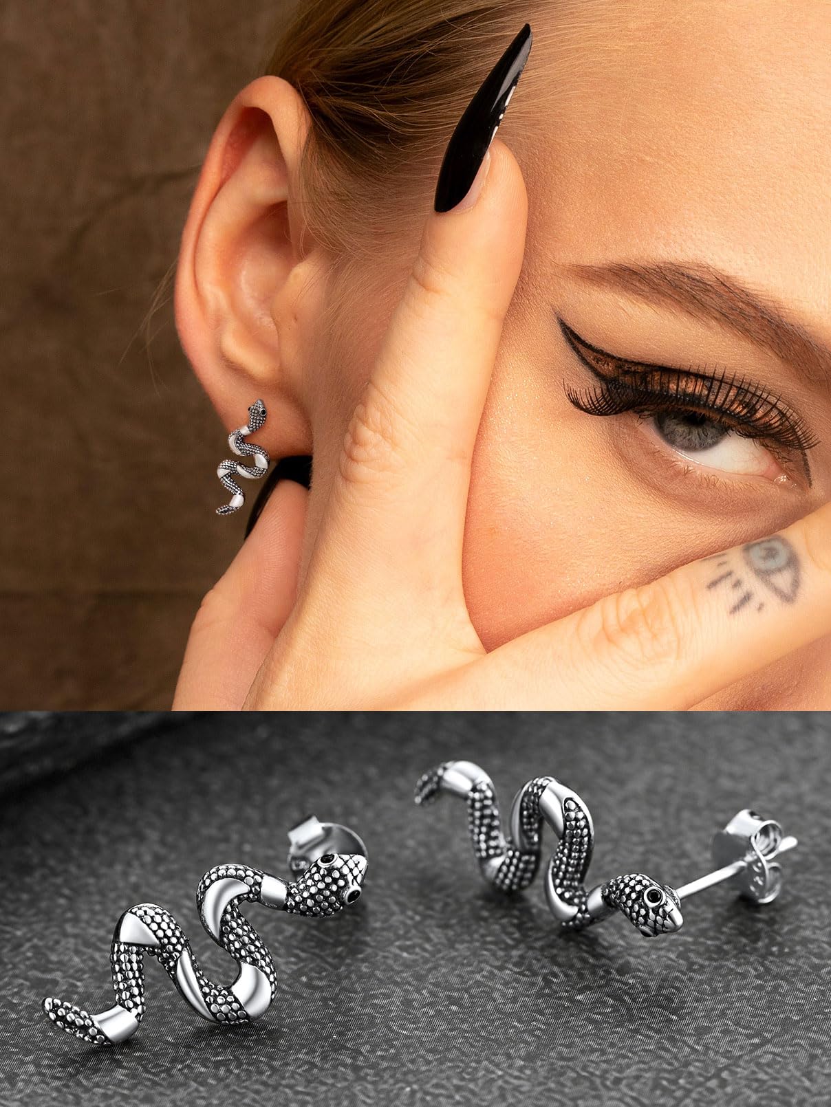 FaithHeart Dragon/Dinosaur/Snake Hoop Earrings for Men, Sturdy Stainless Steel Punk Biker Animals Hypoallergenic Jewelry, Gift Box