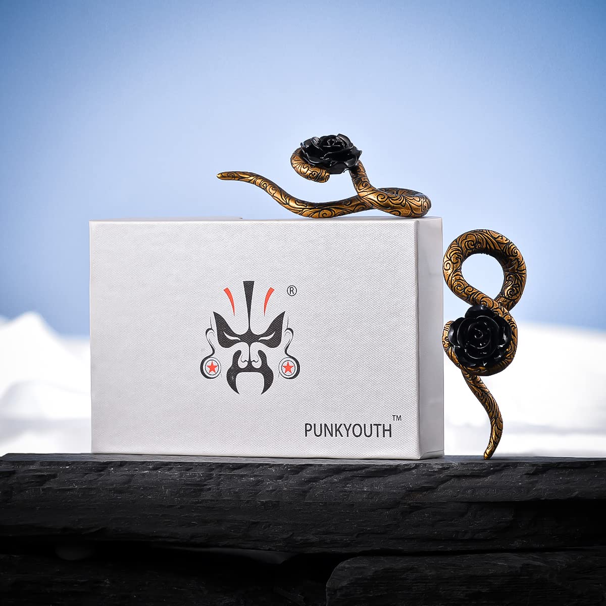 2PCS 2G Ear Sprial Tapers Plug Gauges Brass Ear Stretcher Hangers 6mm Gothic Ear Tunnels Expander Piercing Jewelry