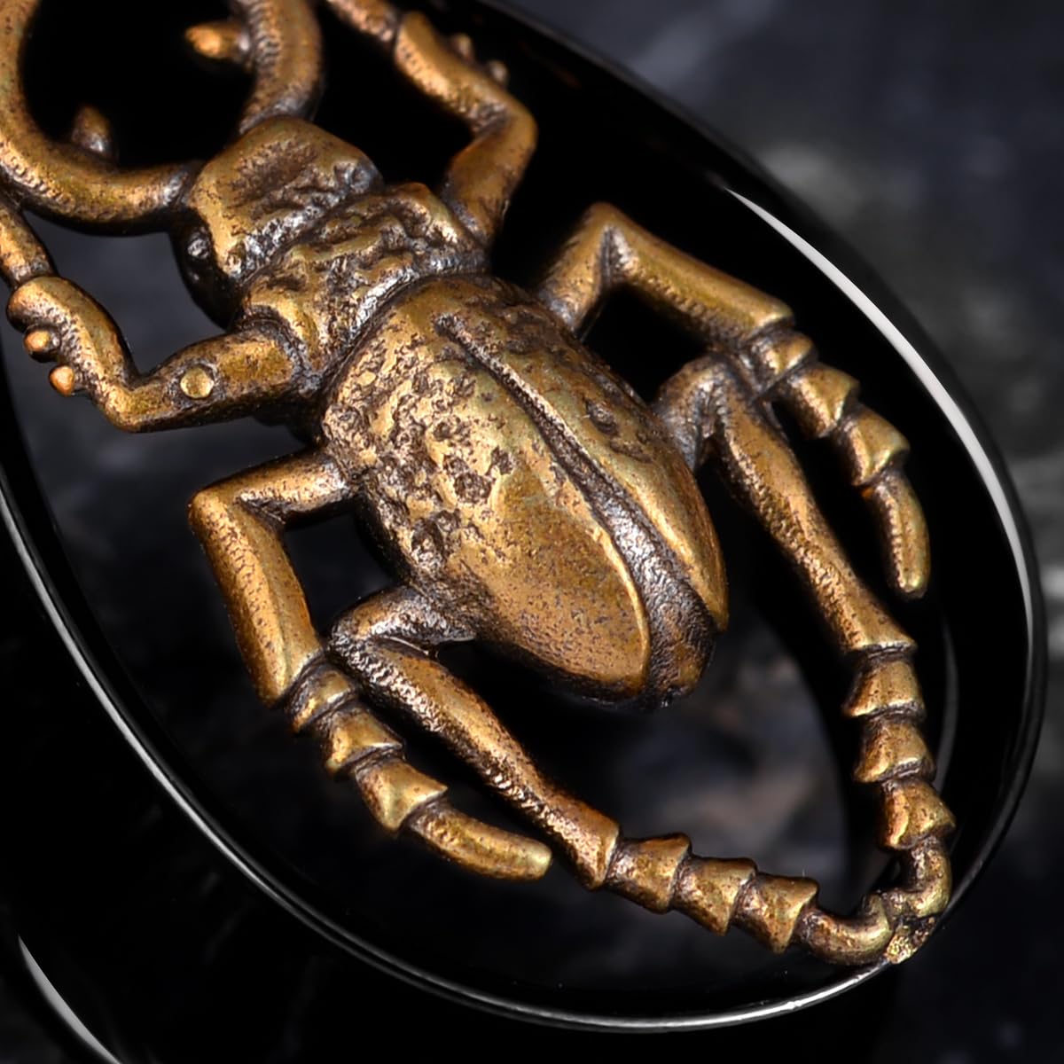 COOEAR 1 Pair Double FLared Tear Drop Ear Tunnels Piercing Stainless Steel Scarab Gauges Silvery Earrings Plugs 0g to 1".