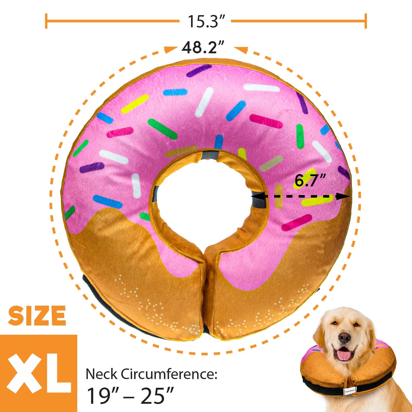 BENCMATE Protective Inflatable Collar for Dogs and Cats - Soft Pet Recovery Collar Does Not Block Vision E-Collar (X-Large, Blue)