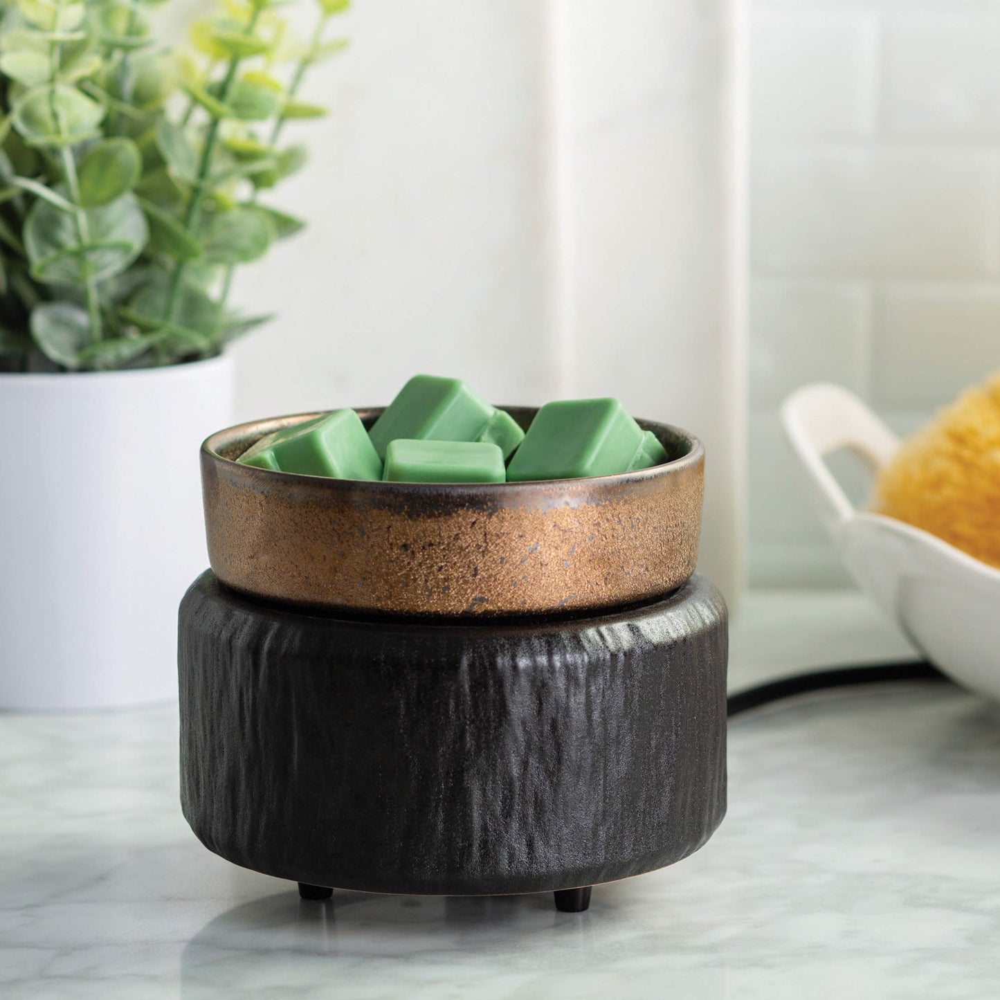 Candle Warmers Etc 2-In-1 Candle and Fragrance Wax Melt Warmer For Warming Scented Candles or Wax Melts and Tarts With To Freshen Room, Slate