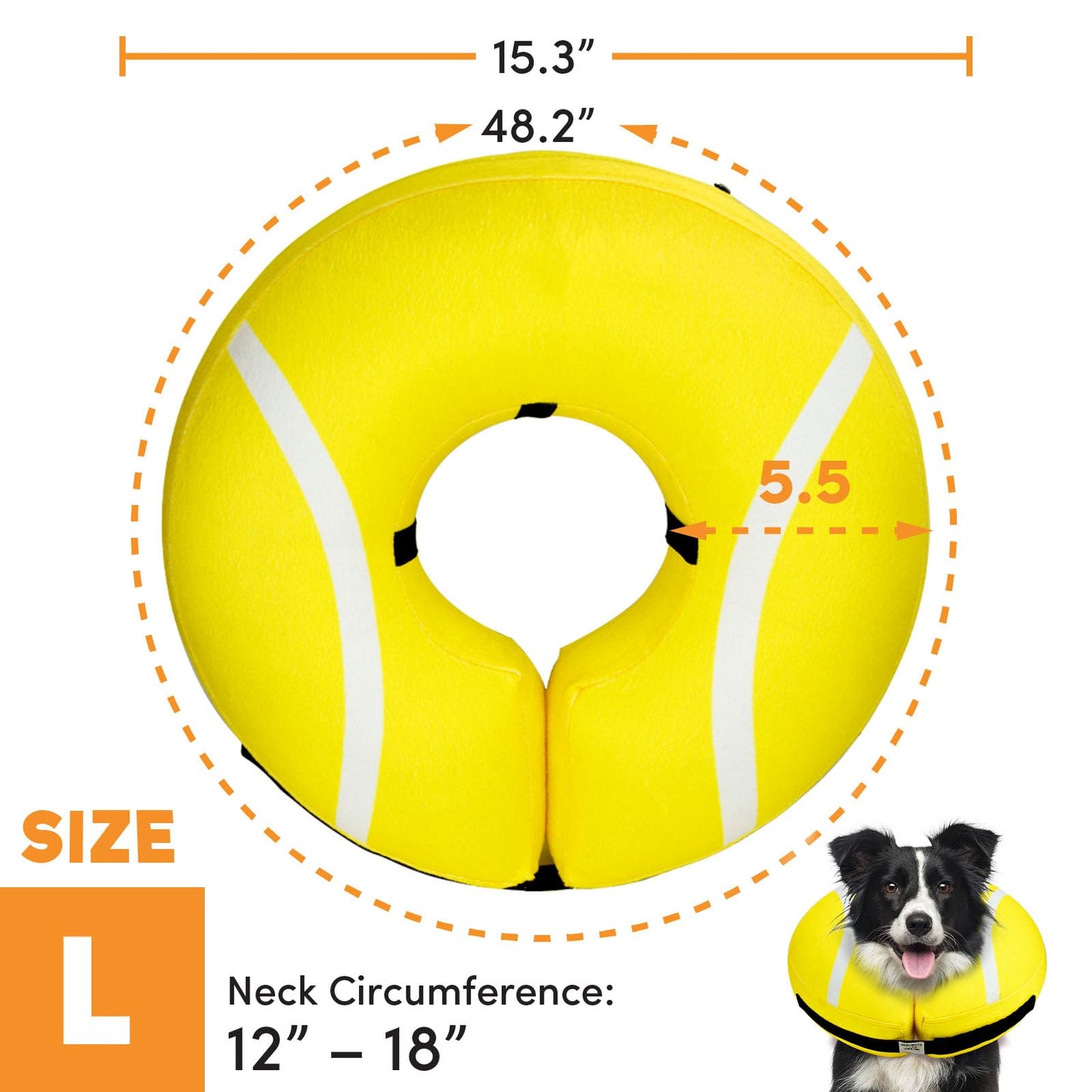 BENCMATE Protective Inflatable Collar for Dogs and Cats - Soft Pet Recovery Collar Does Not Block Vision E-Collar (X-Large, Blue)