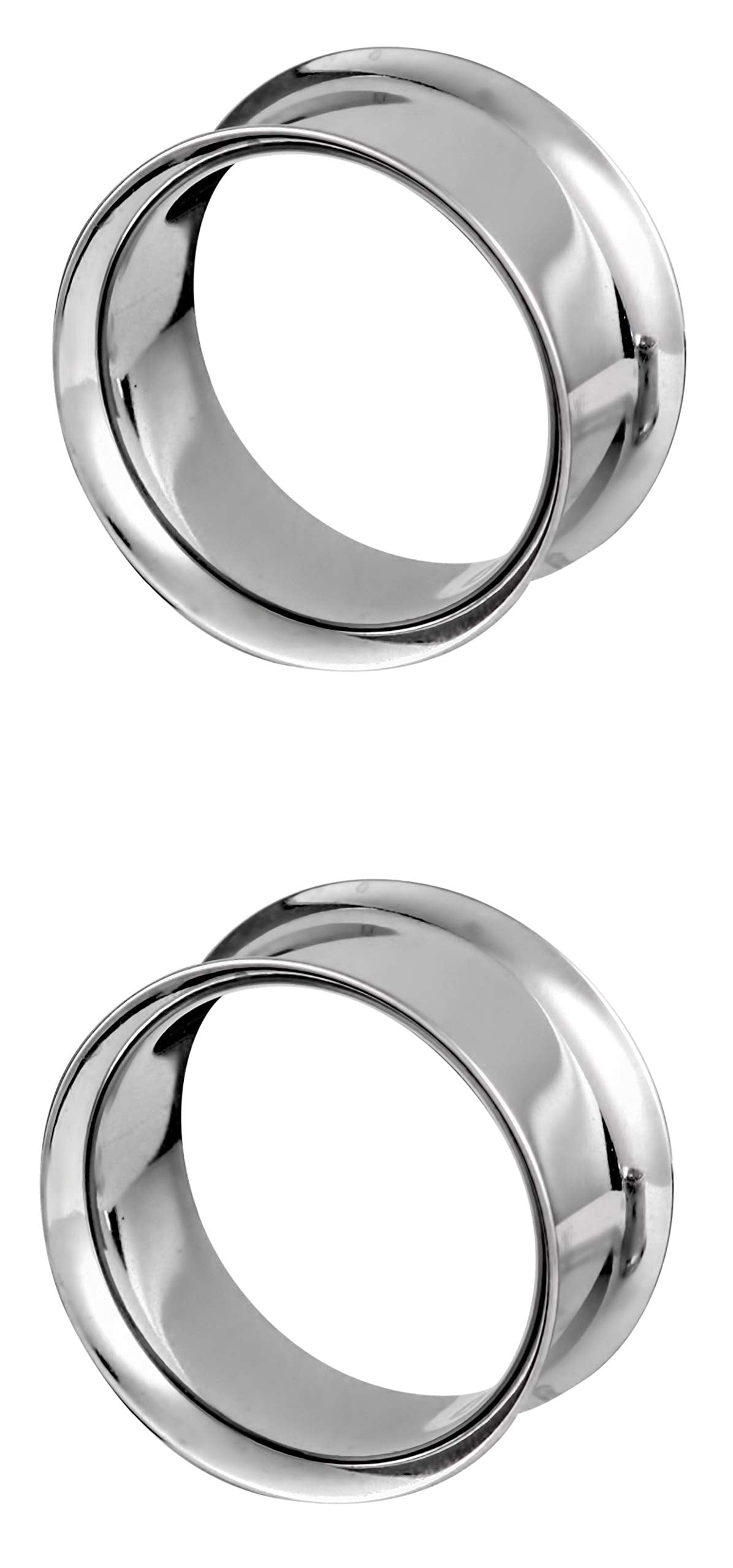 Forbidden Body Jewelry Ear Gauges, Ear Tunnels, Tunnels For Ears, 12G-2 Inch Surgical Steel Mirror Finish Double Flared Tunnel Plug Earrings (Sold in Pairs)