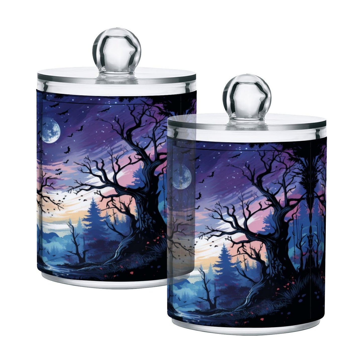 Halloween Skull 2PC Airtight Transparent Plastic Storage Jar, Food Storage Container Glass, Can Store Candy, Salt, Coffee Beans, With lid, Easy To Use