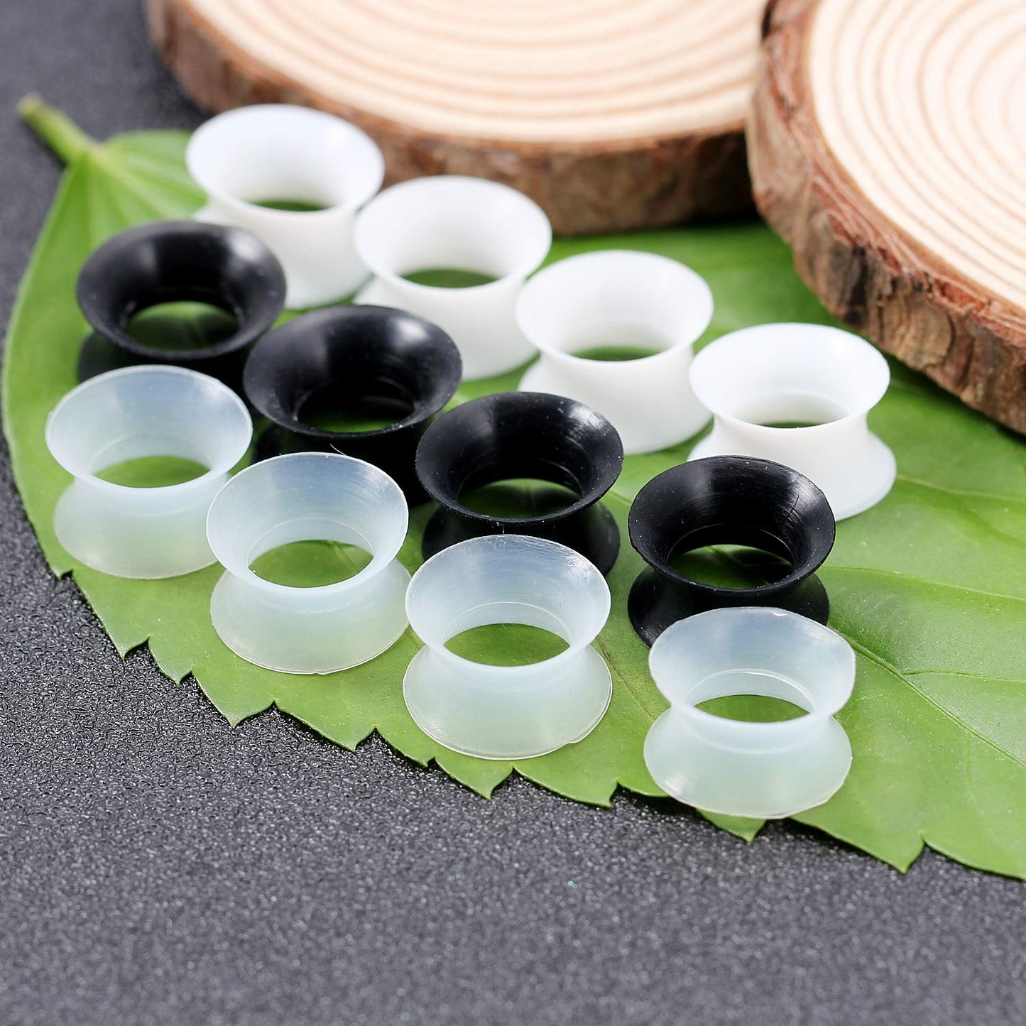 Cisyozi 6 Pairs Ultra Thin Silicone Ear Skin Flexible Flesh Tunnel Expander Stretching Gauge Earlets Plug Gauges Kit Earlets Retainer Same Sizes 6G-20mm 3 Colors