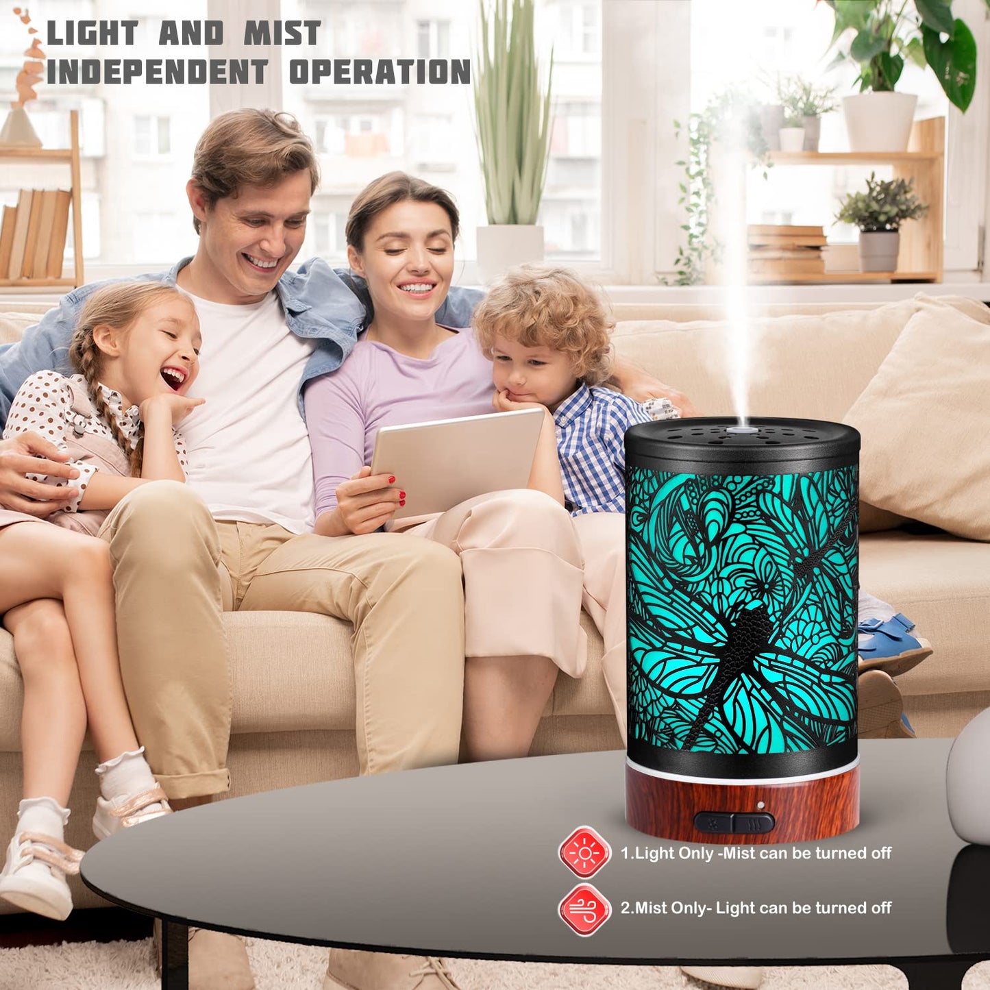 Metal Essential Oils Diffuser 150ML Aromatherapy Diffuser Cool Mist Humidifier with 7 Colors Lights Waterless Auto Off Air Diffusers as Gifts for Moms Women Girls (Bigfoot)