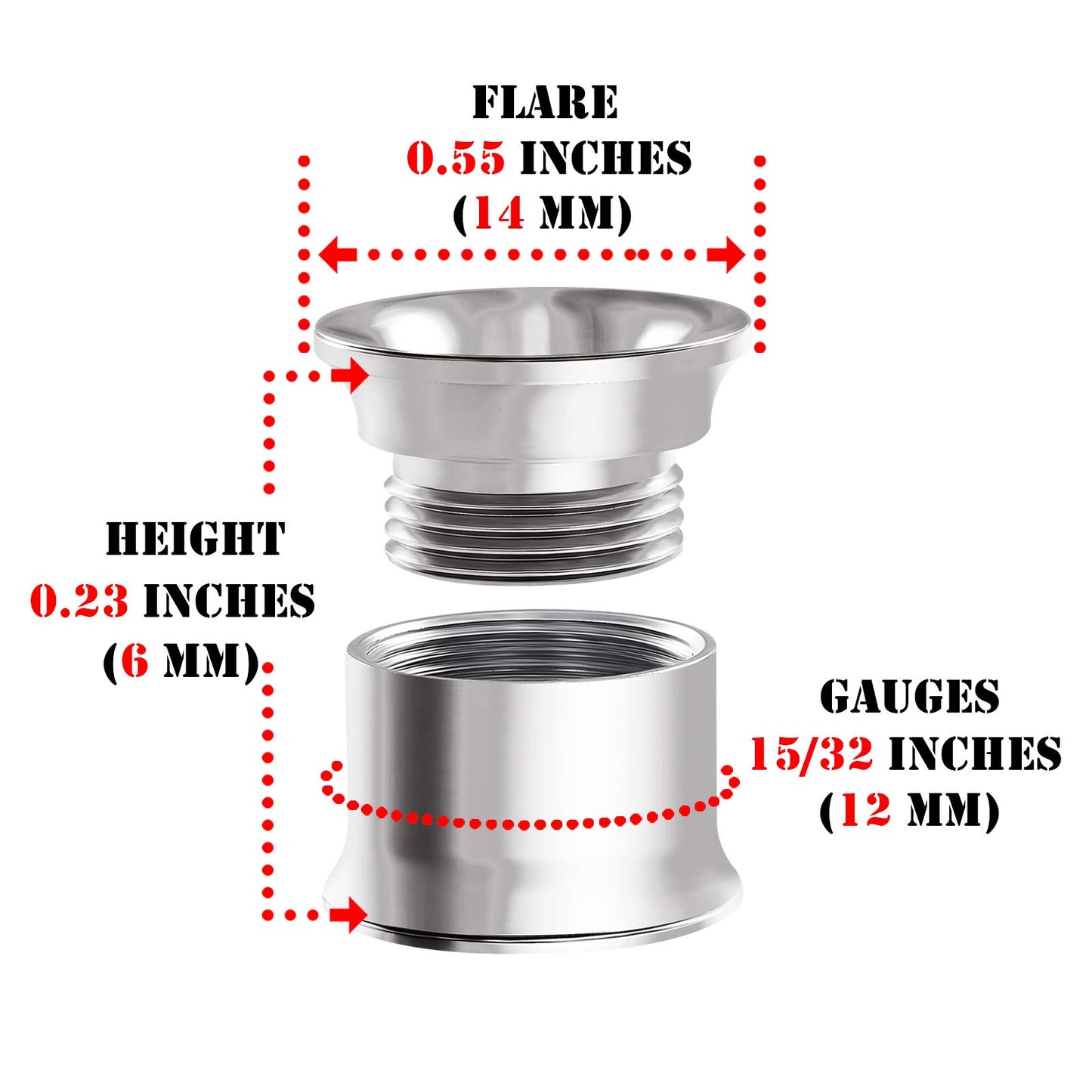 Pair of Internal Screw 316L Surgical Steel Double Flared Saddle Piercing Jewelry Stretcher Ear Plug Earring Lobe flesh Tunnel