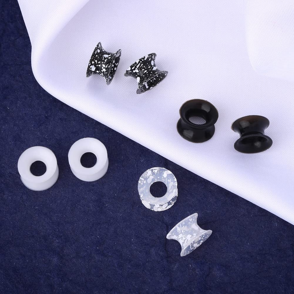 OUFER 8PCS Silicone Ear Gauges Flexible Ear Tunnels Plugs Stretchers Expander Double Flared Flesh Ear Piercing Jewelry for Women Men