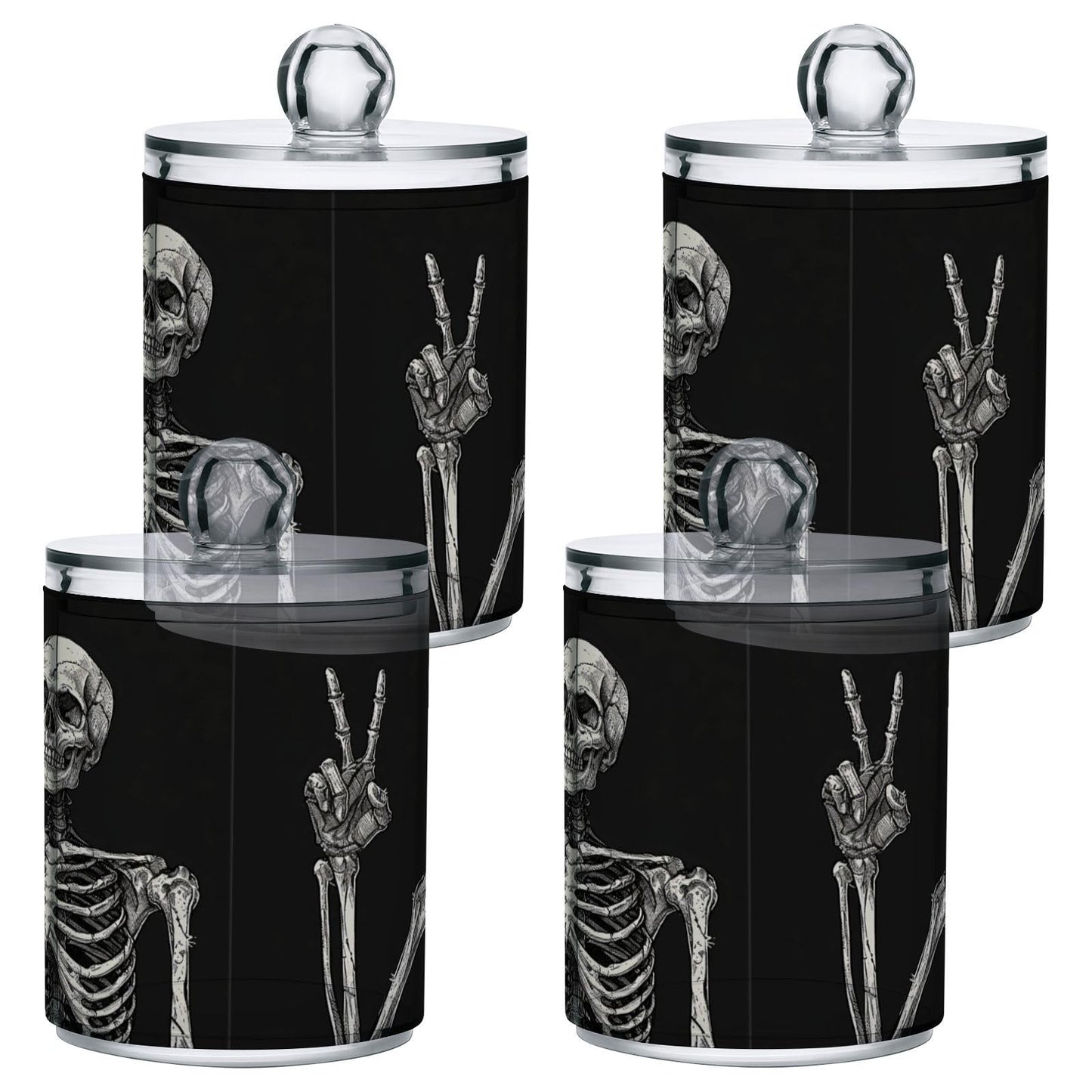 Halloween Skull 2PC Airtight Transparent Plastic Storage Jar, Food Storage Container Glass, Can Store Candy, Salt, Coffee Beans, With lid, Easy To Use