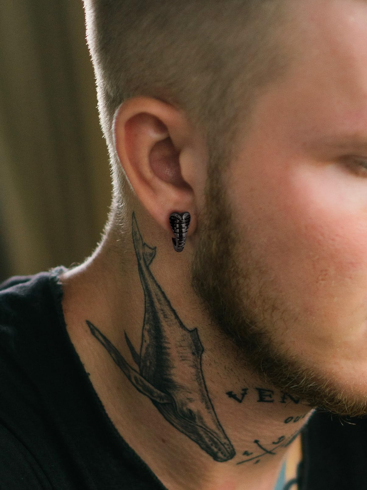 FaithHeart Dragon/Dinosaur/Snake Hoop Earrings for Men, Sturdy Stainless Steel Punk Biker Animals Hypoallergenic Jewelry, Gift Box