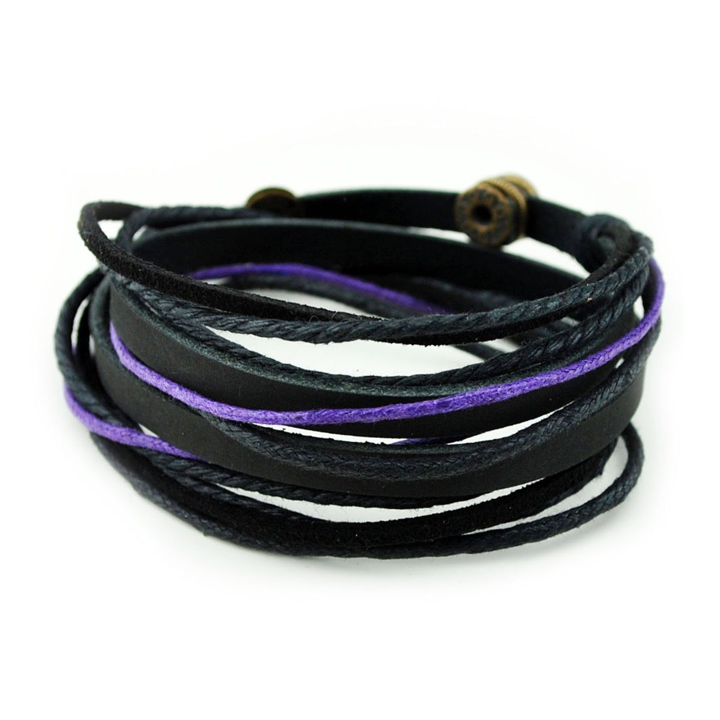 Genuine Leather Bracelet for Women & Men,Unisex Multilayer Leather Adjustable Bracelet Cuff Wrap Multicolor Rope Wristband