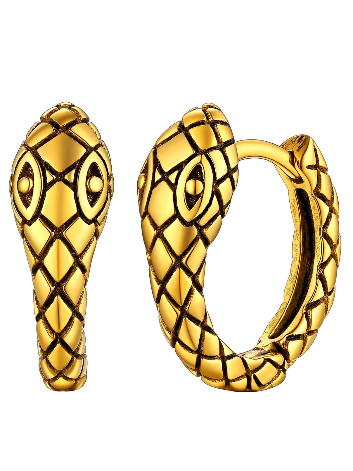 FaithHeart Dragon/Dinosaur/Snake Hoop Earrings for Men, Sturdy Stainless Steel Punk Biker Animals Hypoallergenic Jewelry, Gift Box