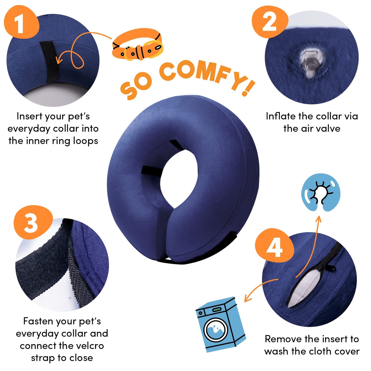 BENCMATE Protective Inflatable Collar for Dogs and Cats - Soft Pet Recovery Collar Does Not Block Vision E-Collar (X-Large, Blue)