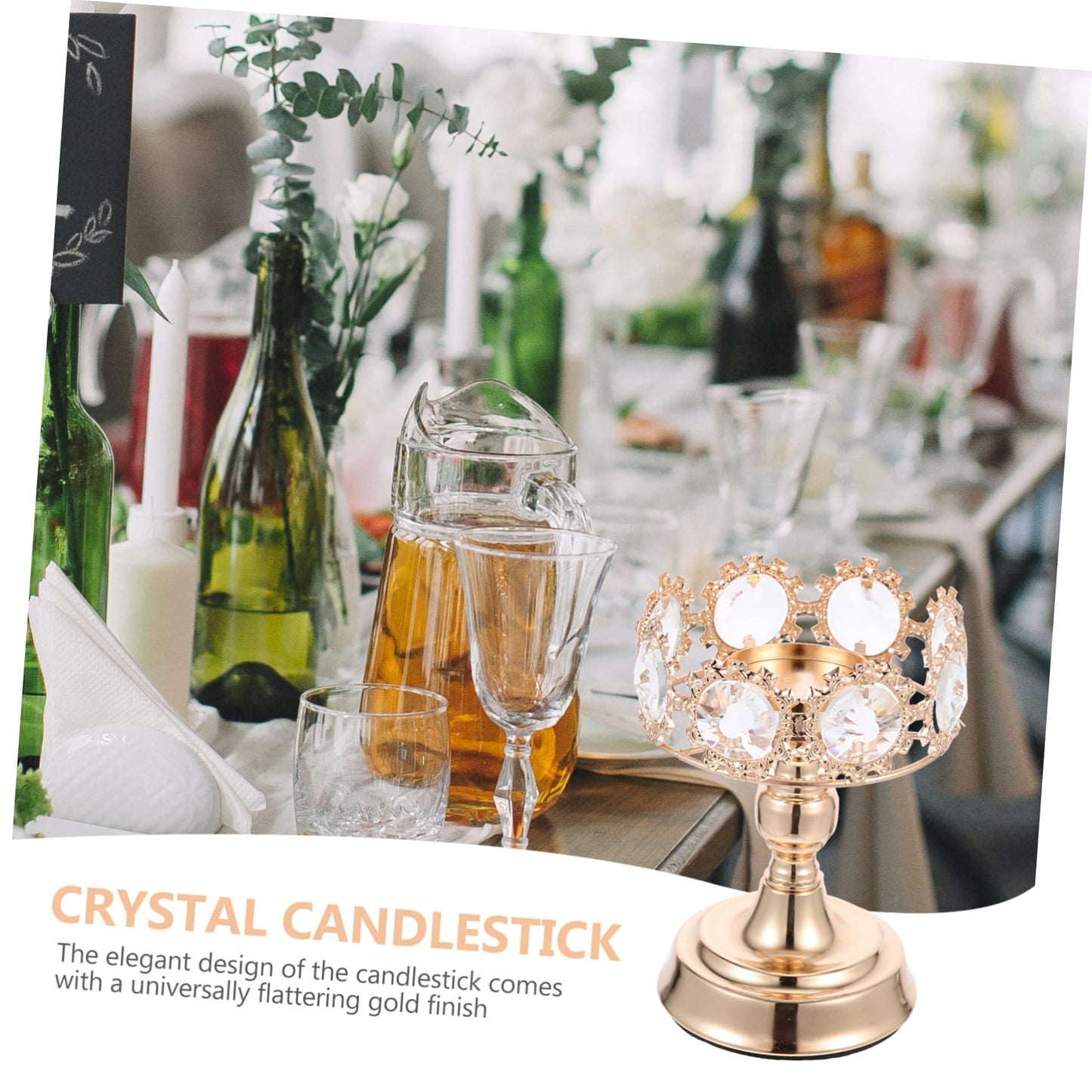 Alipis Crystal Candle Holder Candle Holder Centerpiece Candle Holder Rhinestone Metal Candle Gold Candlestick Holder Candle Holder Crystal 3 Wick Candle Holder Crafts Iron Banquet Fashion