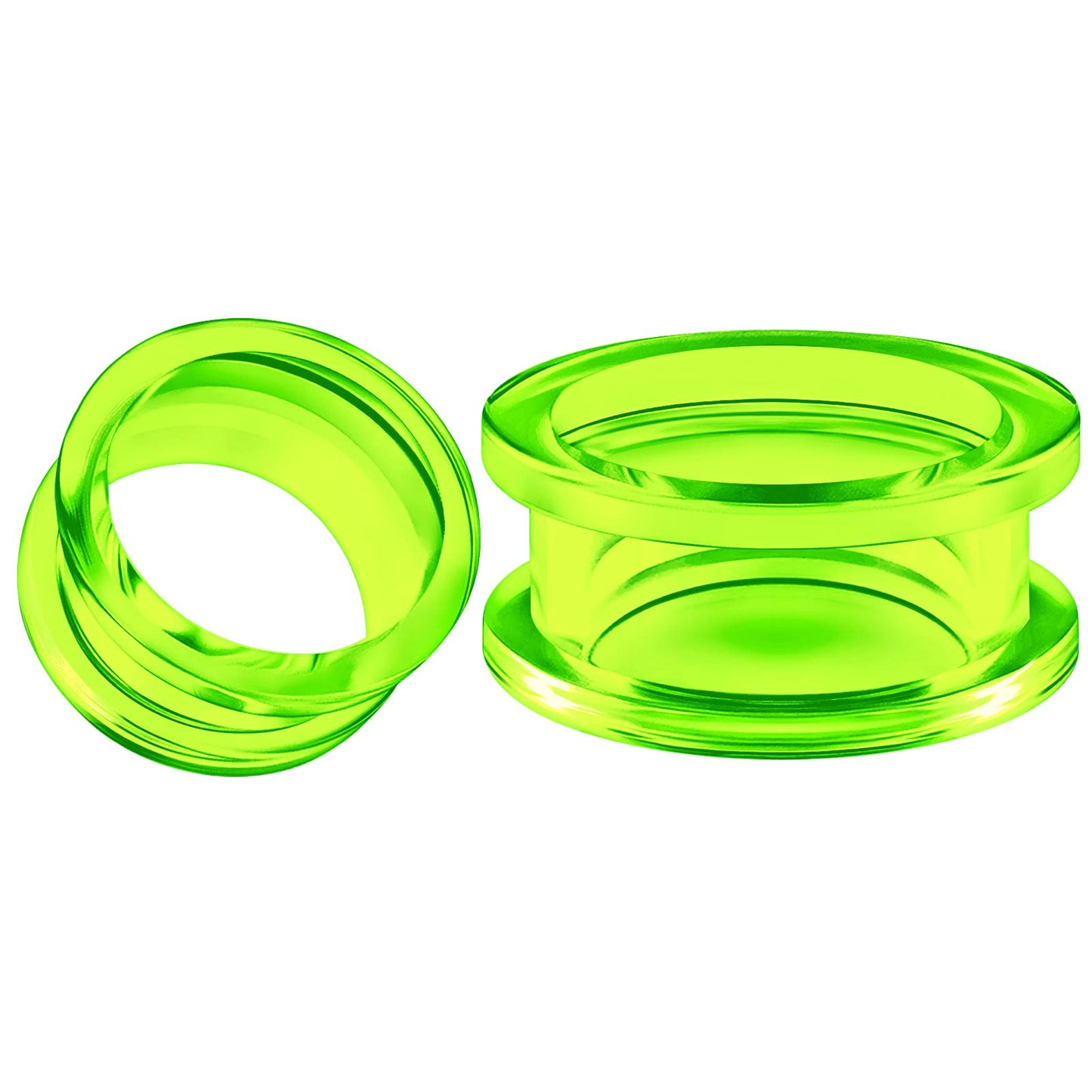 Pair of Green Acrylic flesh Tunnels External Piercing Jewelry Stretcher Screw-fit Ear Plugs Earring Lobe