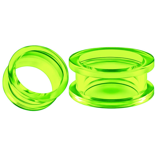Pair of Green Acrylic flesh Tunnels External Piercing Jewelry Stretcher Screw-fit Ear Plugs Earring Lobe