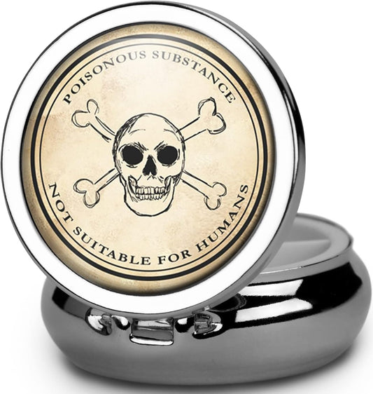 Pill Box Case Pillbox Holder Trinket Stash Box Arsenic Vintage Style Medicine Vitamin Pill Organizer Case (Poisonous)
