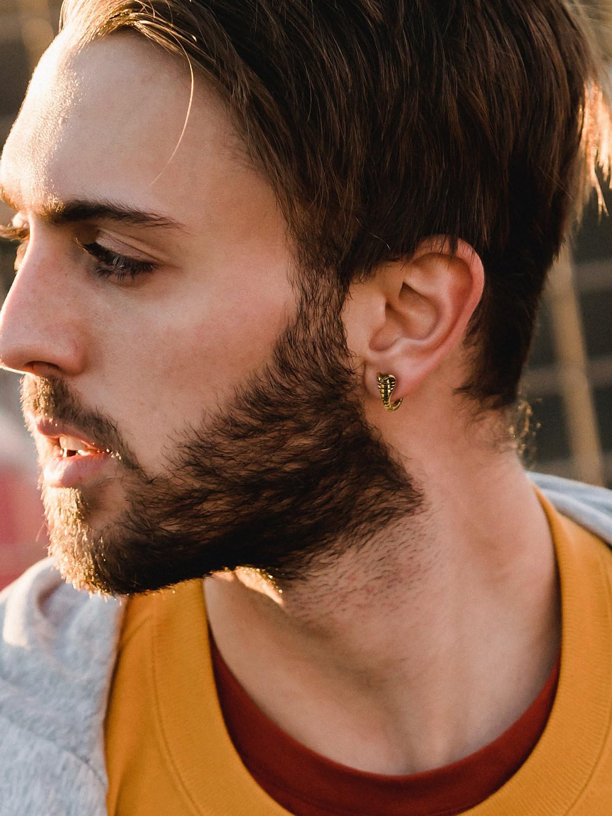 FaithHeart Dragon/Dinosaur/Snake Hoop Earrings for Men, Sturdy Stainless Steel Punk Biker Animals Hypoallergenic Jewelry, Gift Box