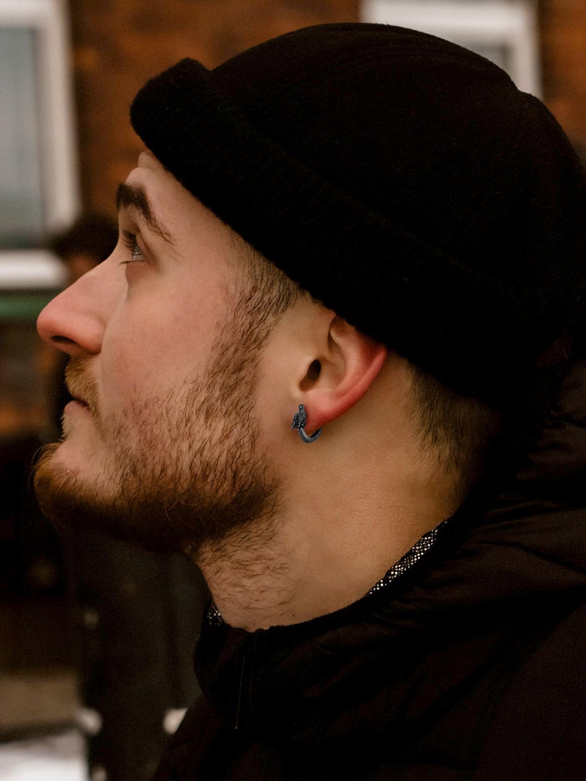 FaithHeart Dragon/Dinosaur/Snake Hoop Earrings for Men, Sturdy Stainless Steel Punk Biker Animals Hypoallergenic Jewelry, Gift Box