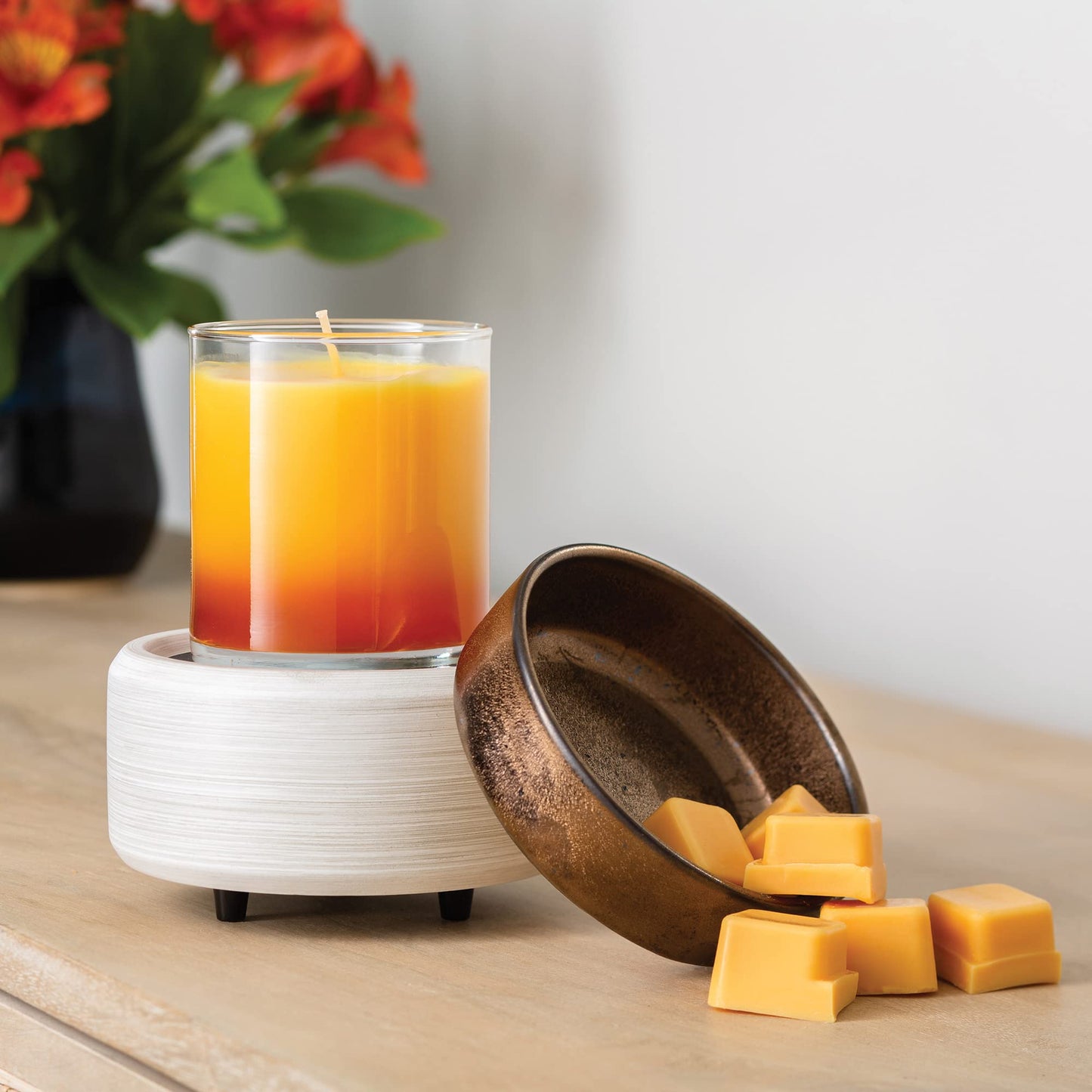 Candle Warmers Etc 2-In-1 Candle and Fragrance Wax Melt Warmer For Warming Scented Candles or Wax Melts and Tarts With To Freshen Room, Slate