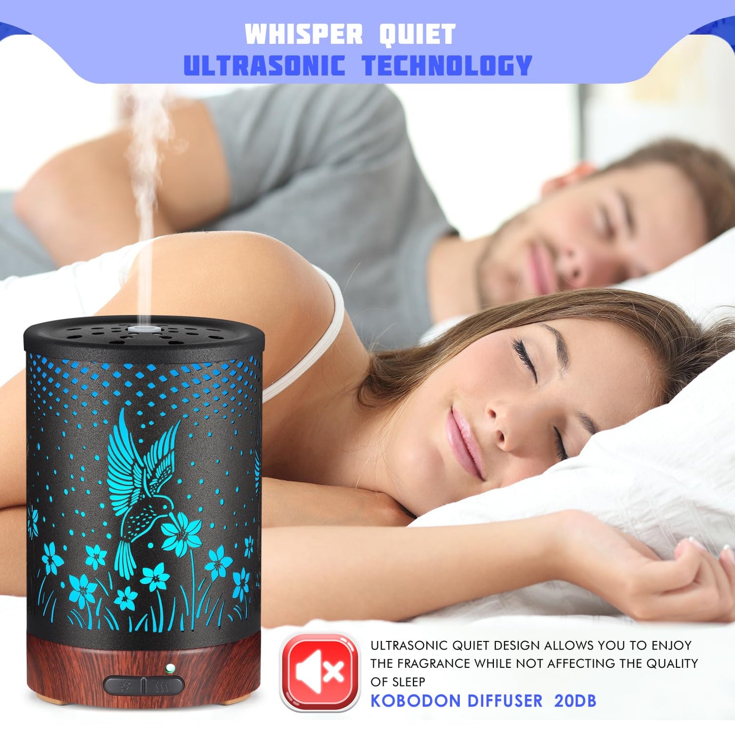 Metal Essential Oils Diffuser 150ML Aromatherapy Diffuser Cool Mist Humidifier with 7 Colors Lights Waterless Auto Off Air Diffusers as Gifts for Moms Women Girls (Bigfoot)