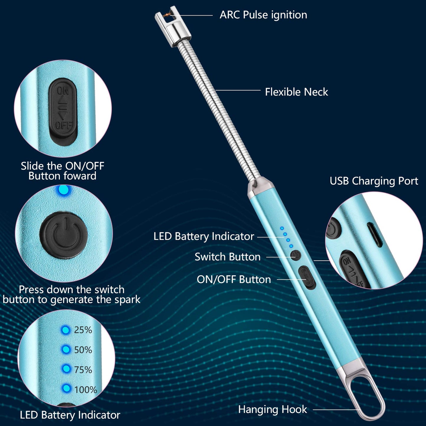 MEIRUBY Lighter Electric Candle Lighter Birthday Women's Day Gifts for Women Mom Wife Men, Long Electronic Rechargeable USB Lighter Arc Windproof Flameless Lighters for Candle Camping BBQ (Rose Gold)