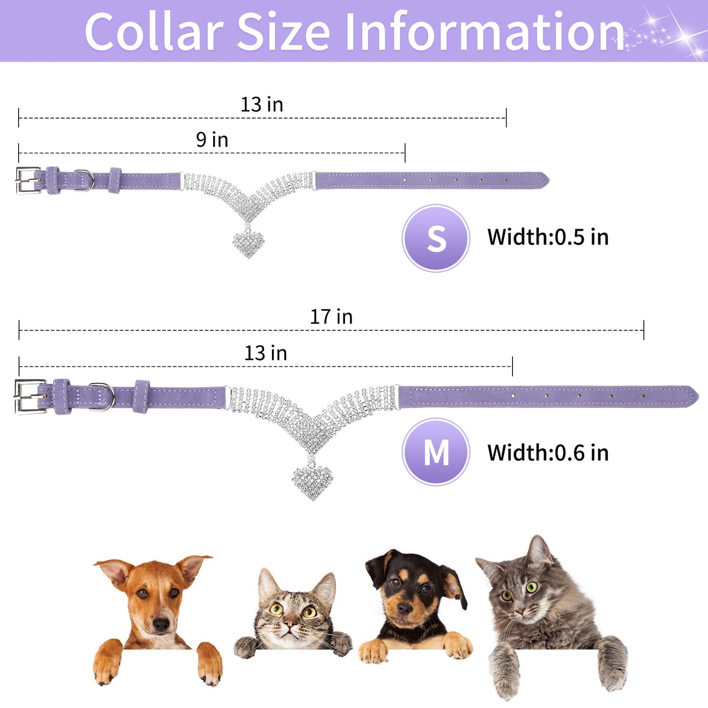 EXPAWLORER Dog Collar Rhinestone Necklace - Cute Sparkling Pet Collar for Girl Dogs and Cats, Soft Crystal Cat Collar Neck Decoration, Adjustable for Small Medium Large Breed Sizes, Pink XS