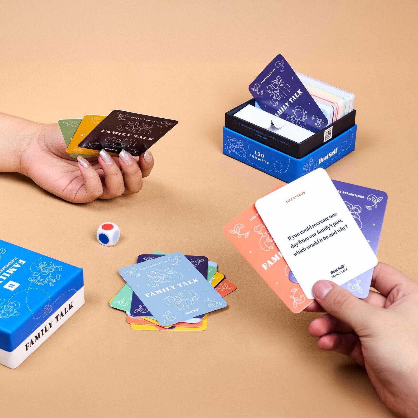 BestSelf Icebreaker Deeper Talk Deck - Conversation Starter Card Pack to Deepen Friendships with 150 Prompts to Create Real Conversations for Friends, Coworkers, Family, Dates