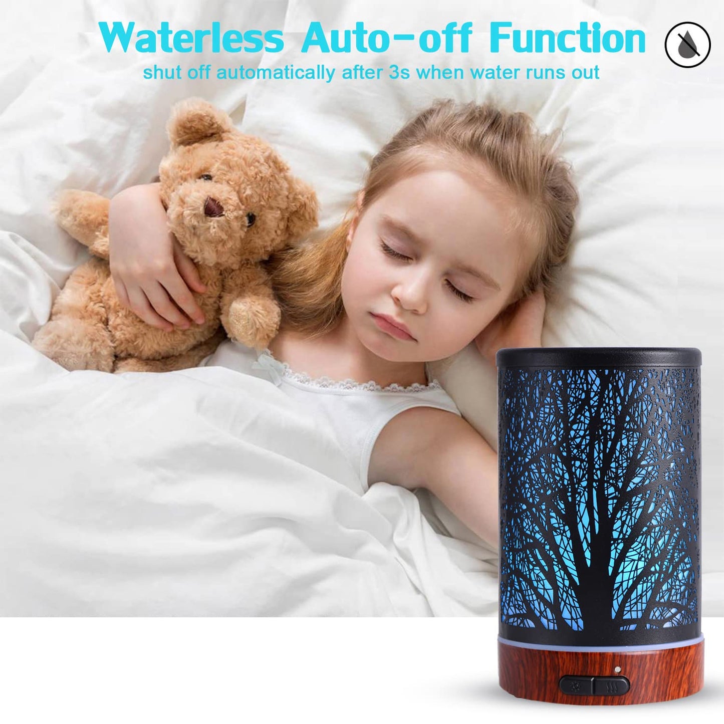 Metal Essential Oils Diffuser 150ML Aromatherapy Diffuser Cool Mist Humidifier with 7 Colors Lights Waterless Auto Off Air Diffusers as Gifts for Moms Women Girls (Bigfoot)