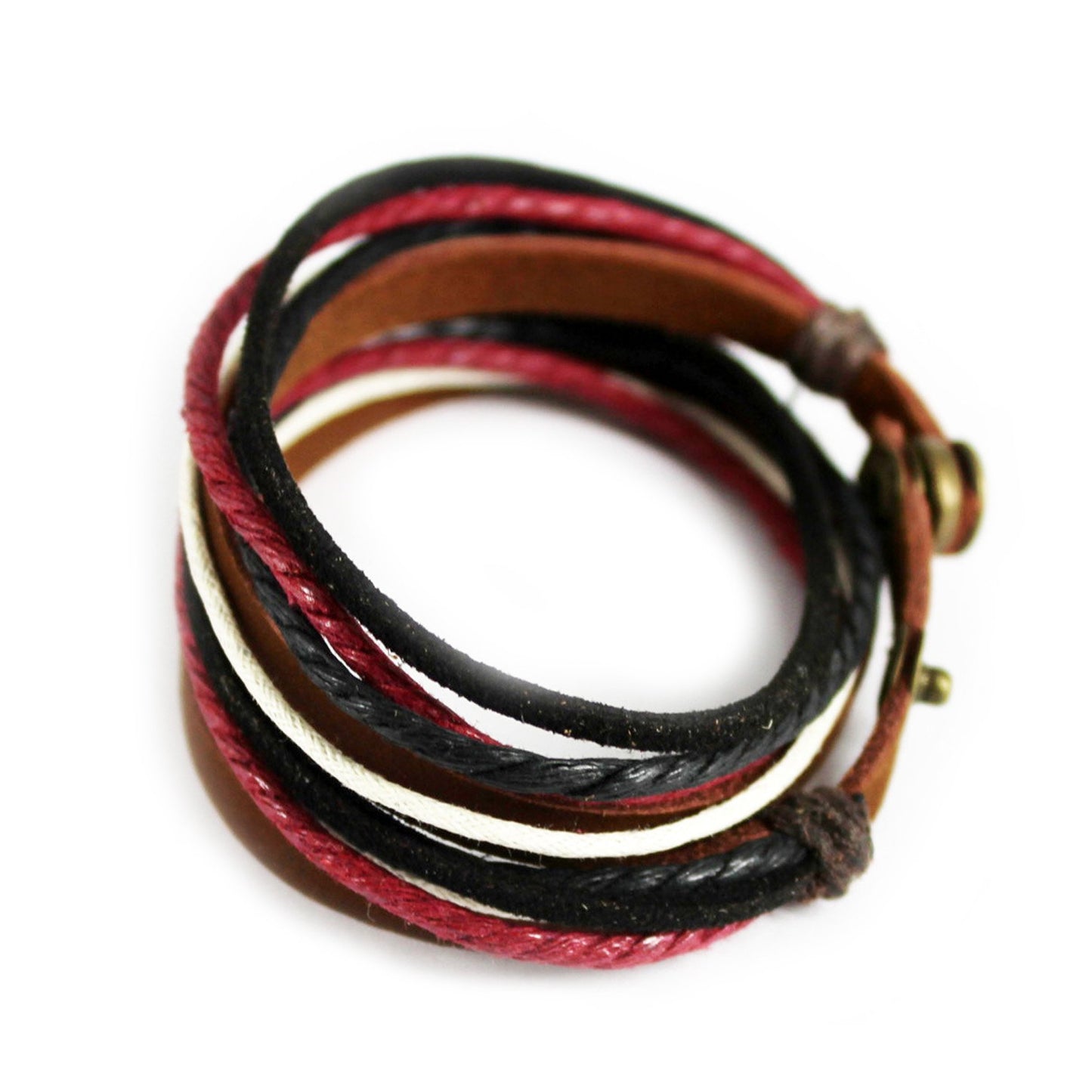 Genuine Leather Bracelet for Women & Men,Unisex Multilayer Leather Adjustable Bracelet Cuff Wrap Multicolor Rope Wristband