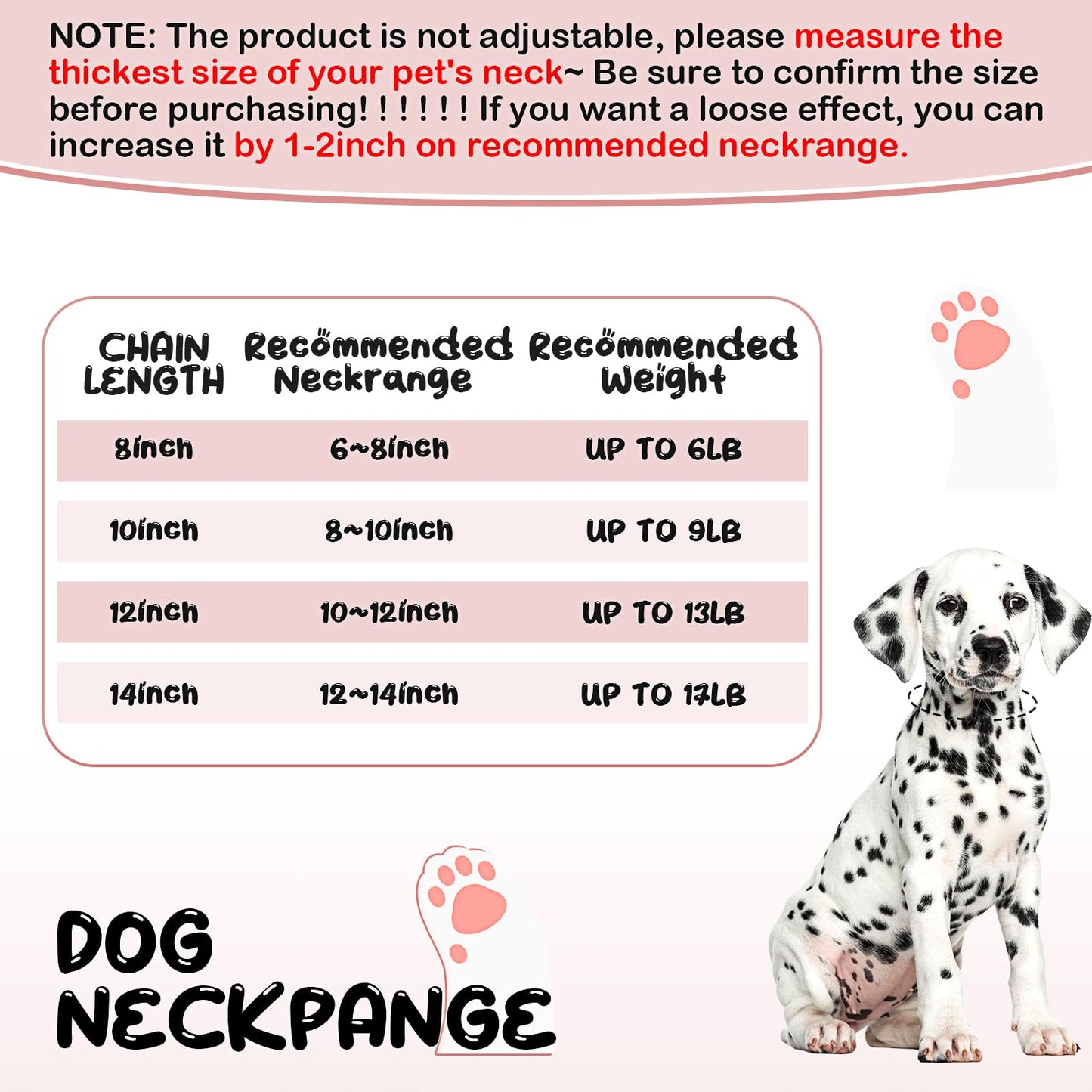 LEIFIDE Pink Crystal Dog Necklace Rose Gold Link Chain Collar for Small, Medium and Large Dogs 8 Inch