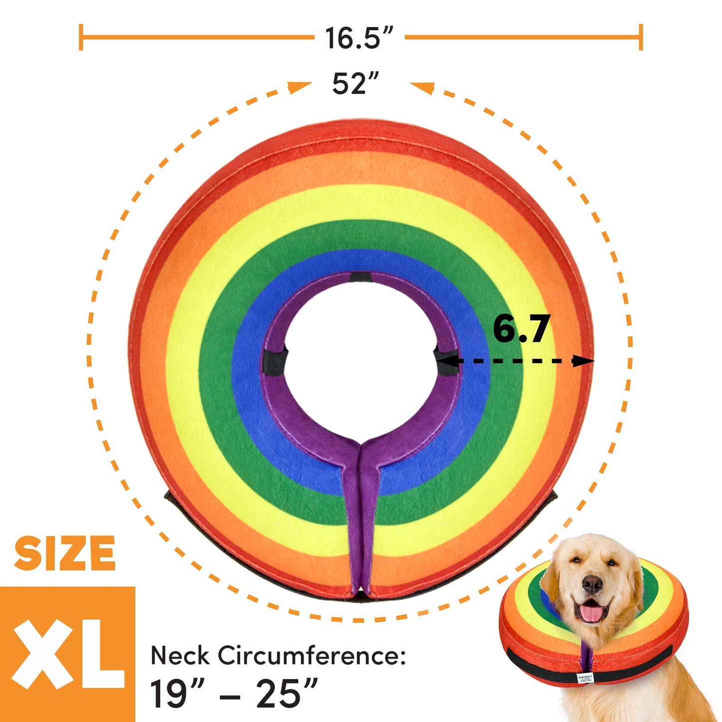 BENCMATE Protective Inflatable Collar for Dogs and Cats - Soft Pet Recovery Collar Does Not Block Vision E-Collar (X-Large, Blue)