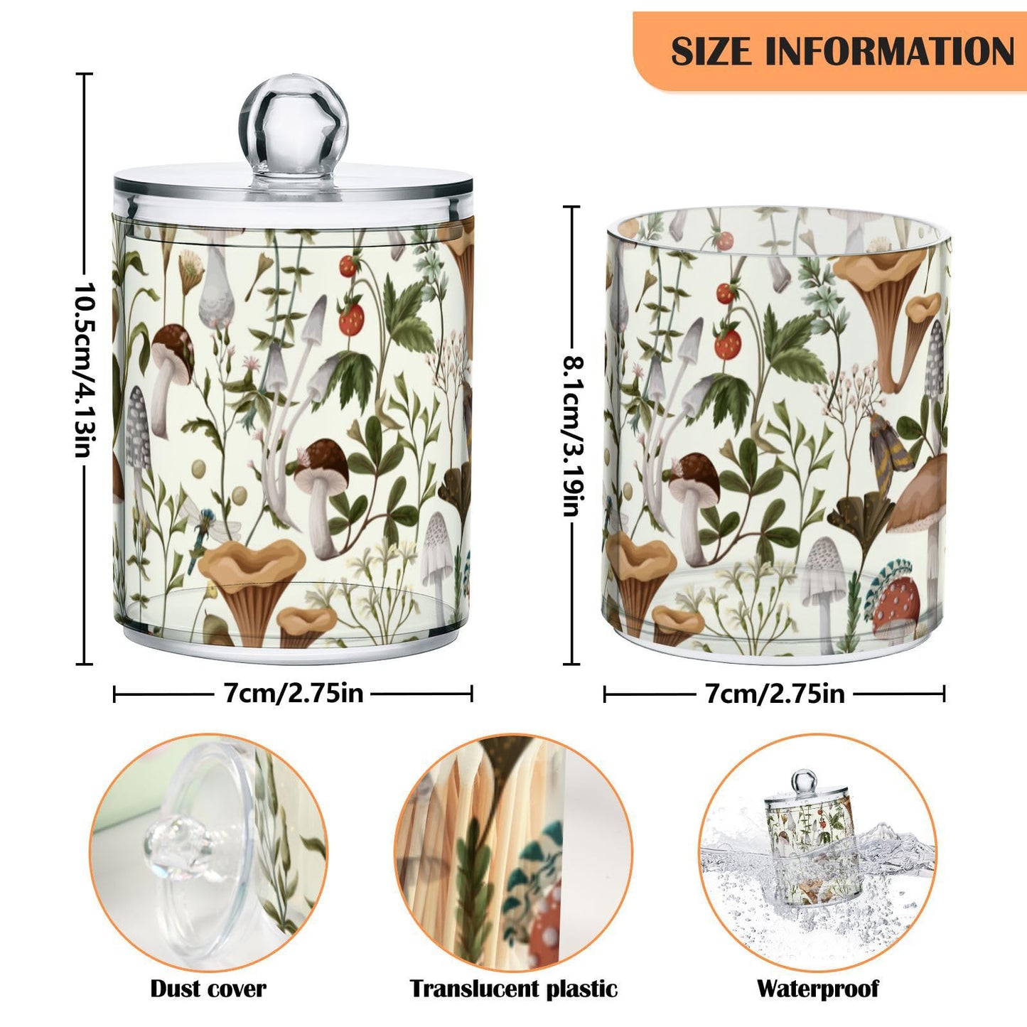 Halloween Skull 2PC Airtight Transparent Plastic Storage Jar, Food Storage Container Glass, Can Store Candy, Salt, Coffee Beans, With lid, Easy To Use