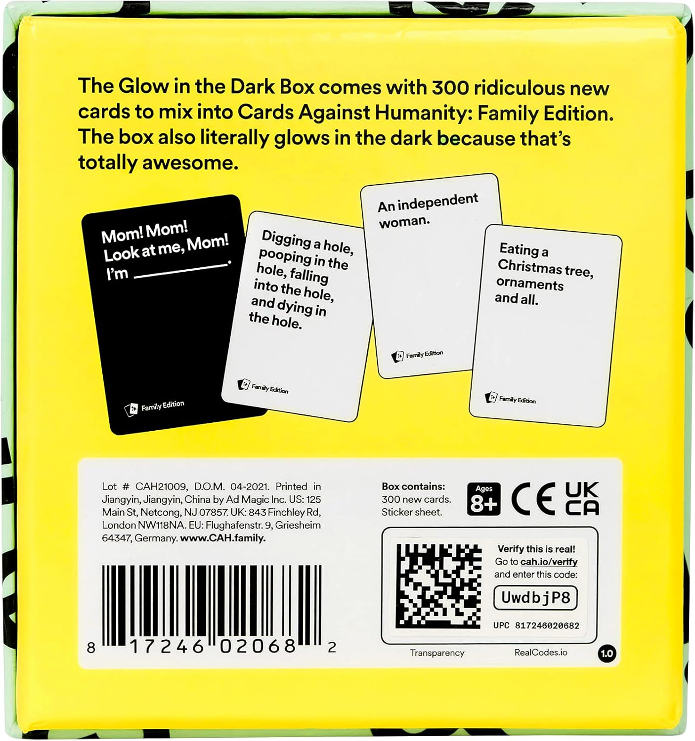 Cards Against Humanity Family Edition: Glow in The Dark Box • 300-Card Expansion