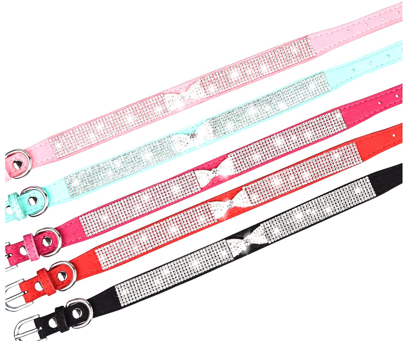 Rhinestone Dog Collar, Cute Dazzling Sparkling Soft Suede Leather Dog Cat Rhinestone Collar Crystal Diamond Pet Dog Puppy Collar (XS, Blue-1)