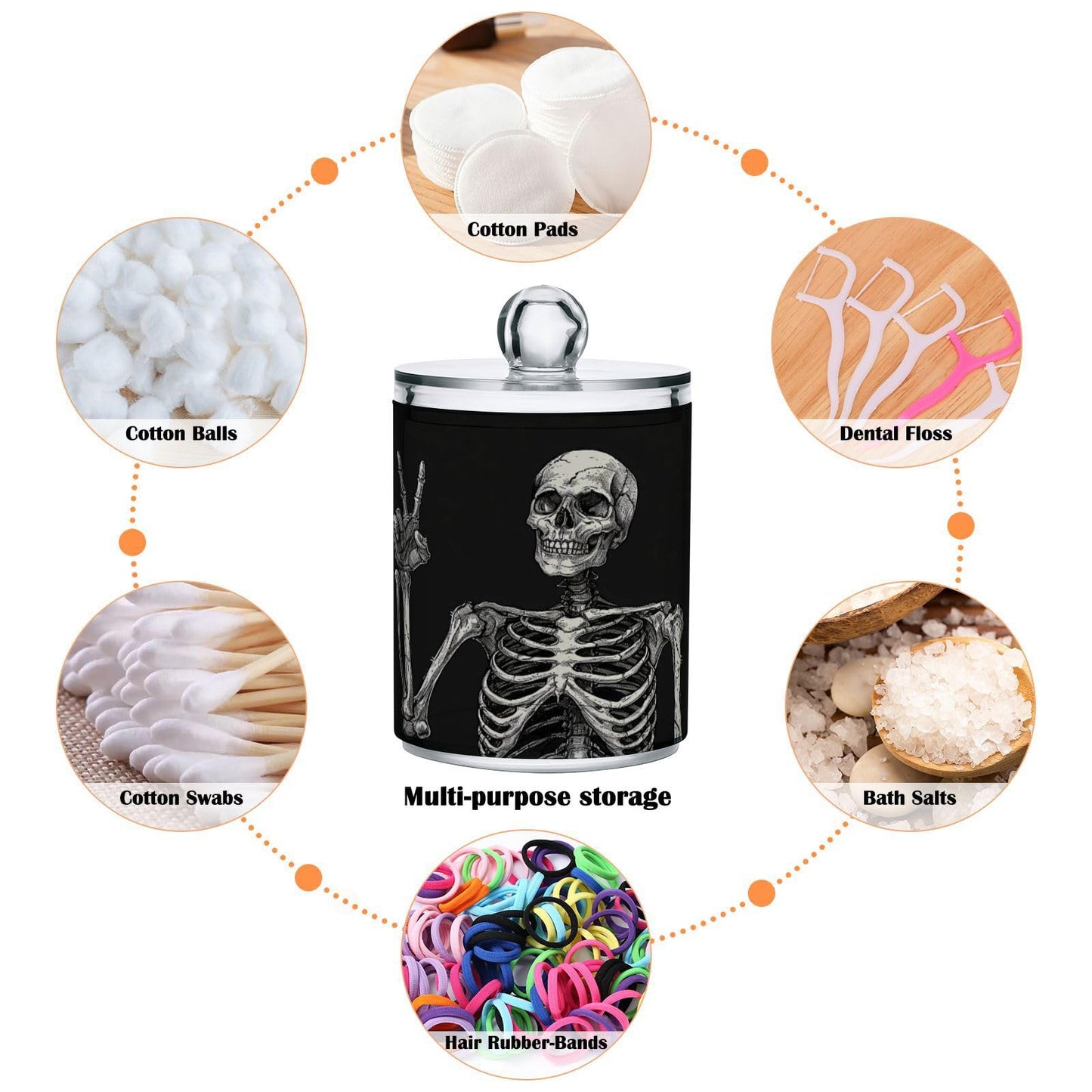 Halloween Skull 2PC Airtight Transparent Plastic Storage Jar, Food Storage Container Glass, Can Store Candy, Salt, Coffee Beans, With lid, Easy To Use