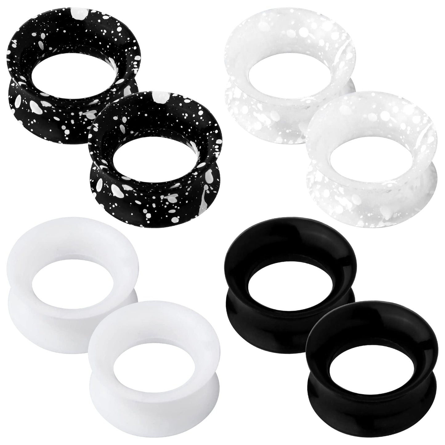 OUFER 8PCS Silicone Ear Gauges Flexible Ear Tunnels Plugs Stretchers Expander Double Flared Flesh Ear Piercing Jewelry for Women Men