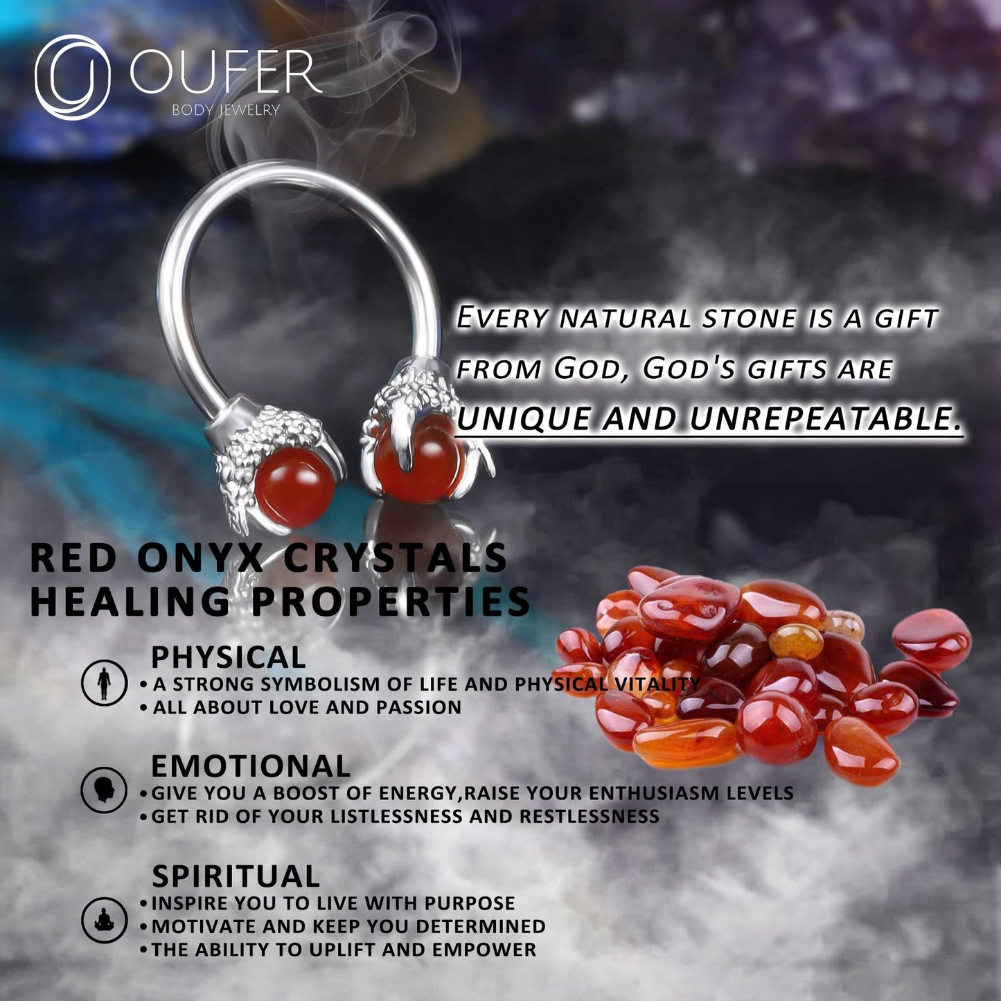 OUFER 316L Surgical Steel Circular Earrings Two White Opals Surrounded by Dragon Claws Cartilage Earing Ear Body Piercing Jewelry Helix Earrings Piercing…