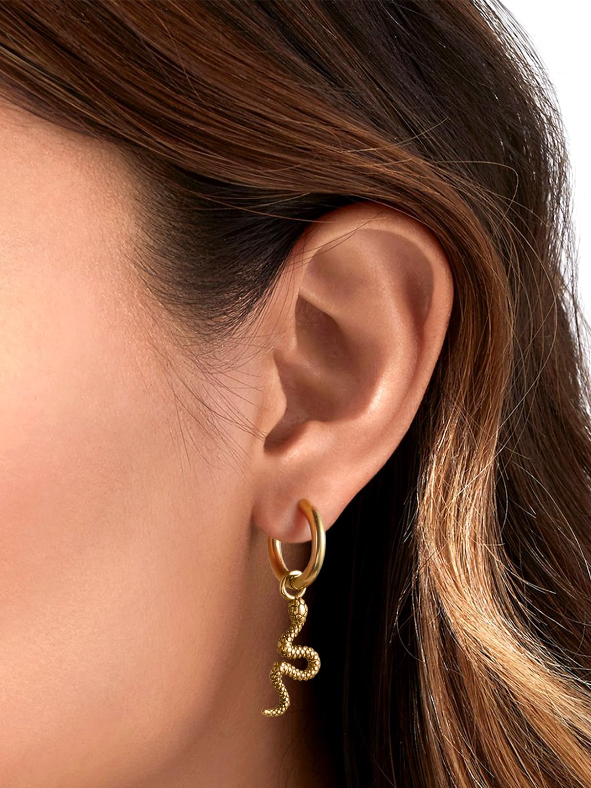 FaithHeart Dragon/Dinosaur/Snake Hoop Earrings for Men, Sturdy Stainless Steel Punk Biker Animals Hypoallergenic Jewelry, Gift Box