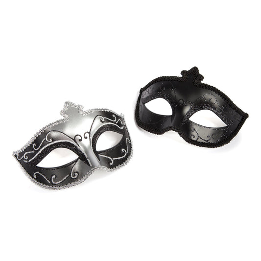 Fifty Shades of Grey Masks On Masquerade Mask - Role Play & Fancy Dress Masks with Satin Ribbon Ties - 2 Pack