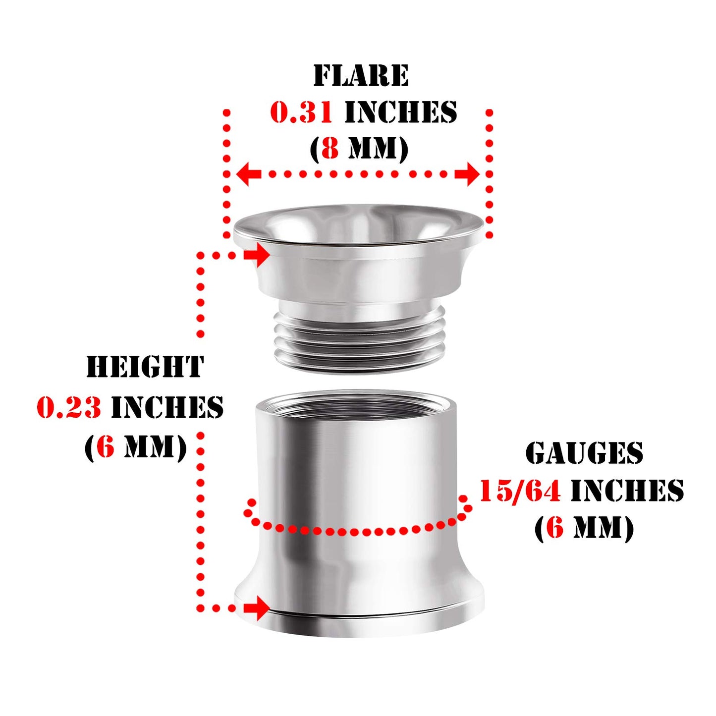 Pair of Internal Screw 316L Surgical Steel Double Flared Saddle Piercing Jewelry Stretcher Ear Plug Earring Lobe flesh Tunnel