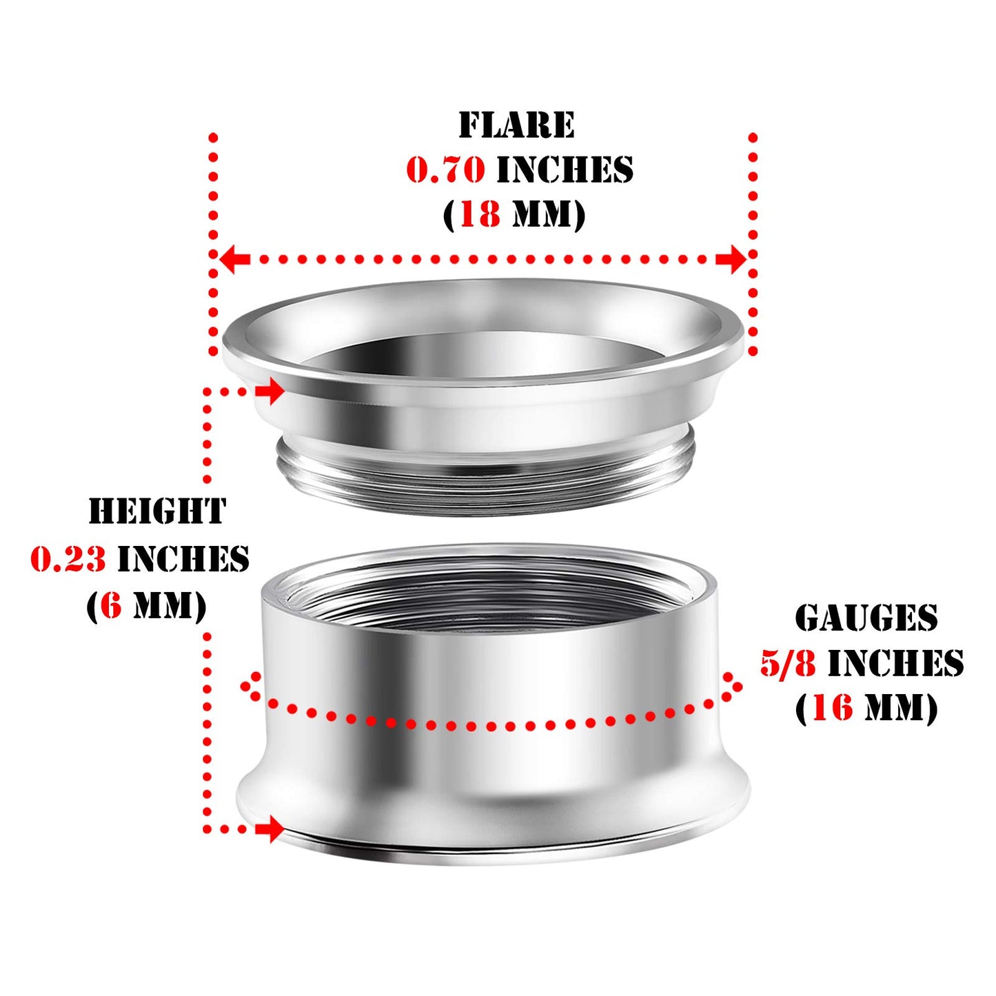 Pair of Internal Screw 316L Surgical Steel Double Flared Saddle Piercing Jewelry Stretcher Ear Plug Earring Lobe flesh Tunnel