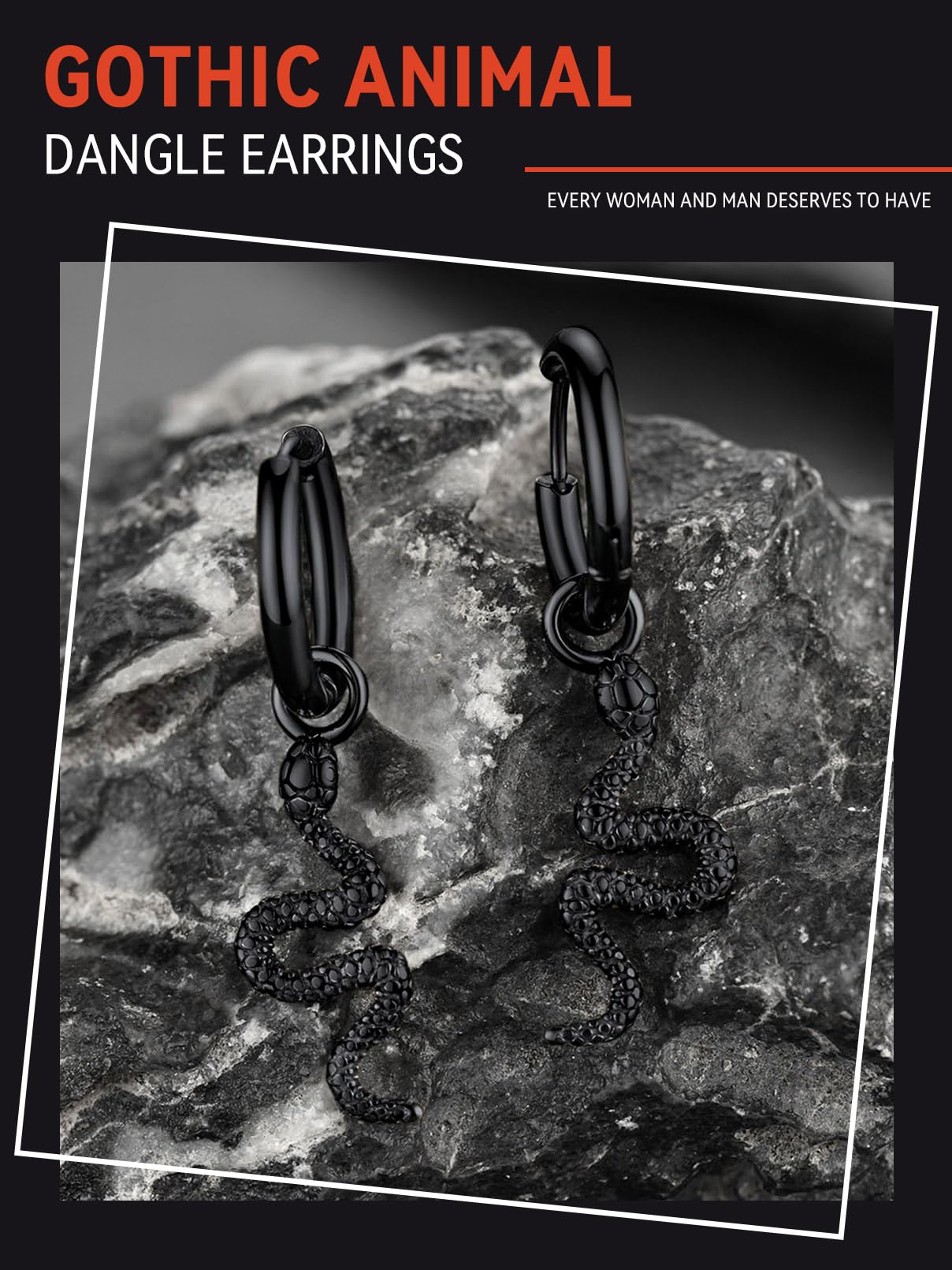 FaithHeart Dragon/Dinosaur/Snake Hoop Earrings for Men, Sturdy Stainless Steel Punk Biker Animals Hypoallergenic Jewelry, Gift Box