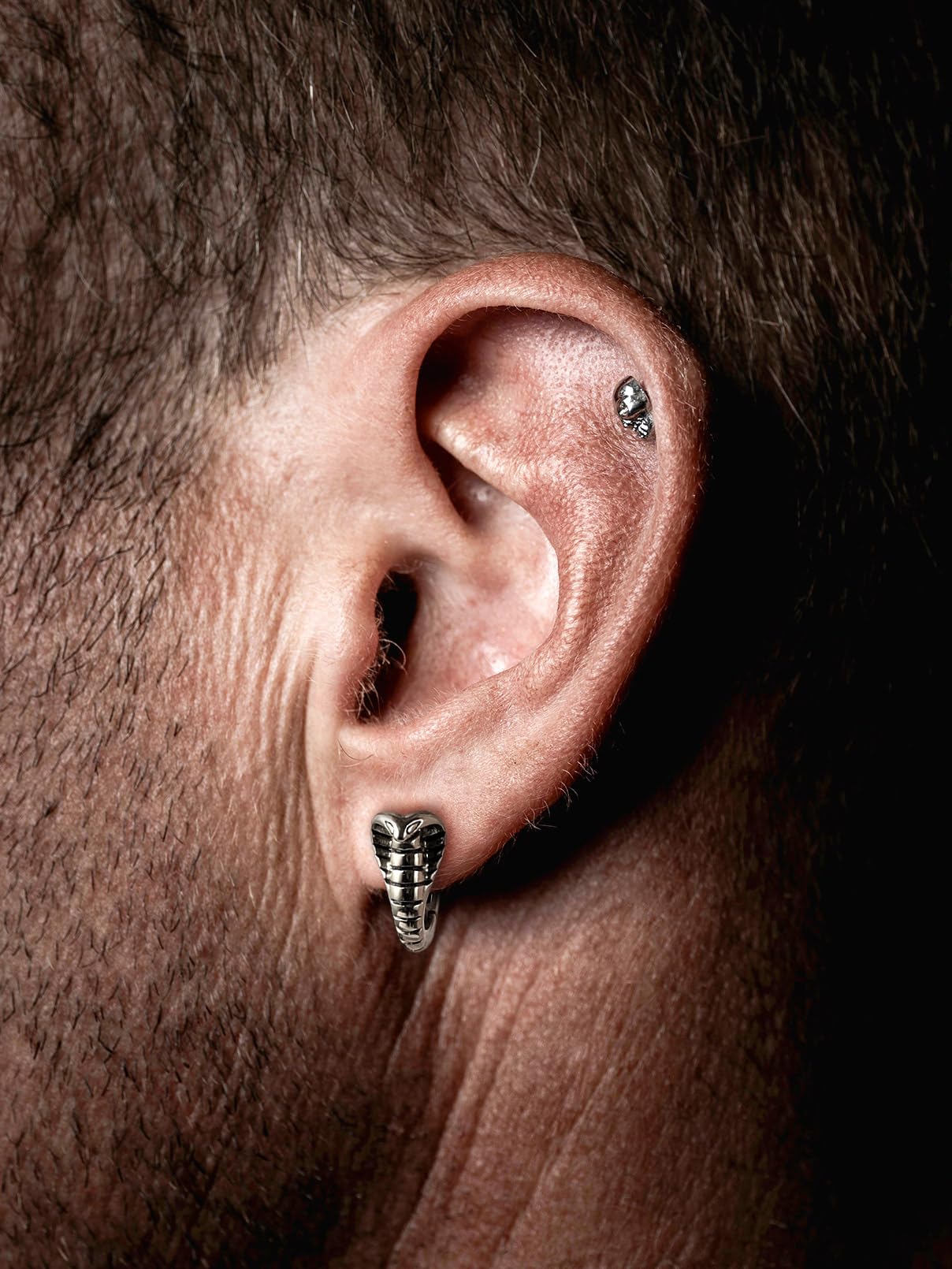 FaithHeart Dragon/Dinosaur/Snake Hoop Earrings for Men, Sturdy Stainless Steel Punk Biker Animals Hypoallergenic Jewelry, Gift Box