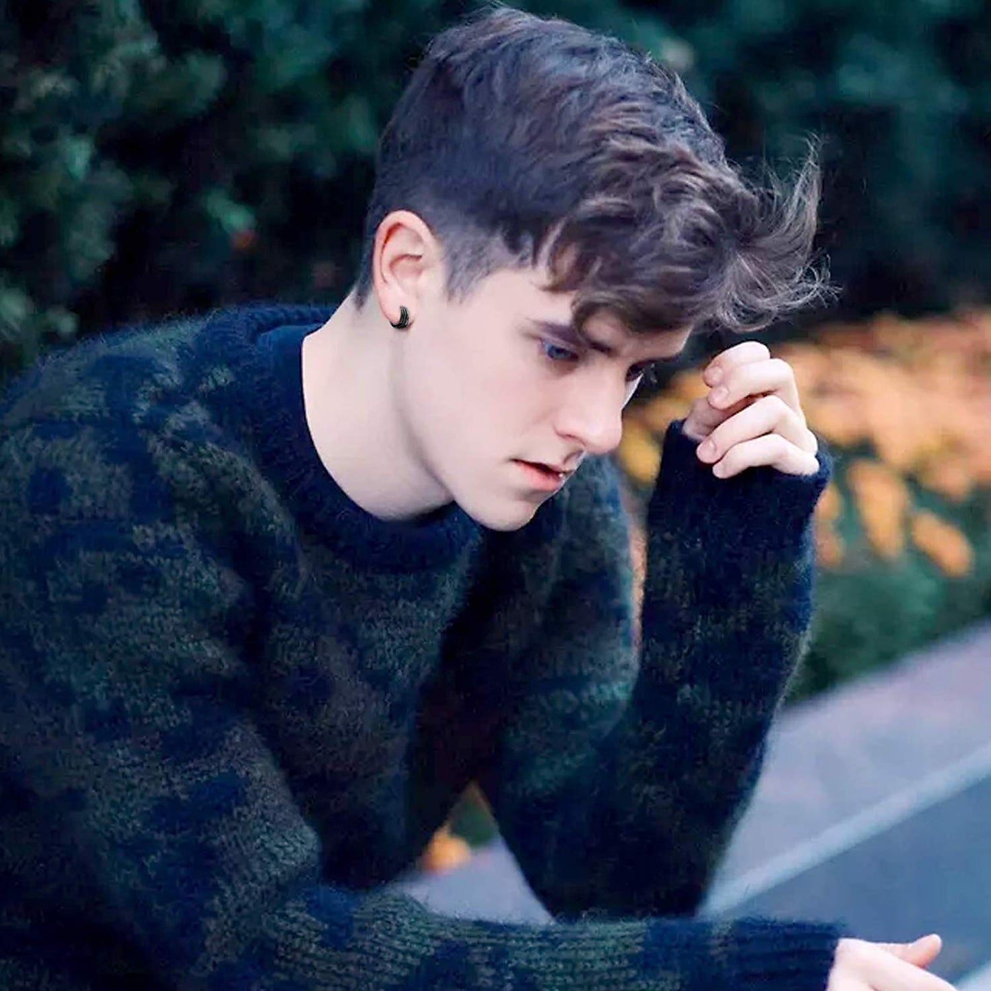 Stainless Steel Hoop Earrings For Men's Women's,Silver/Gold/Black/Blue Hypoallergenic Round Huggie Earrings,Fashion Punk Earrings Piercing Jewelry Gift for Boys Girls