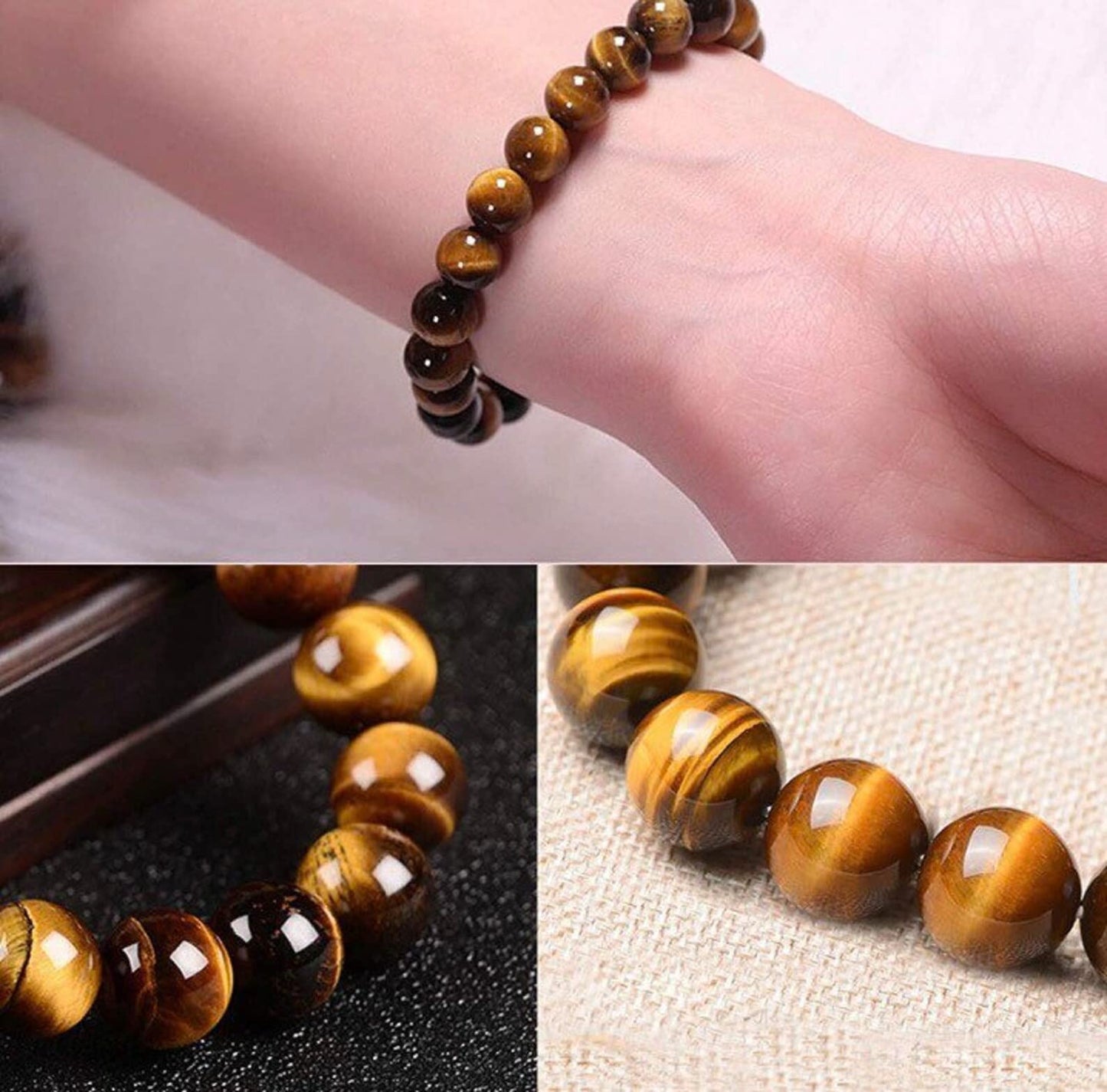 Black Obsidian Hematite Triple Protection Bracelet 10MM beads Set, Blue Tiger Eye Beads Bracelets, Lava Stone bracelets for Men Women