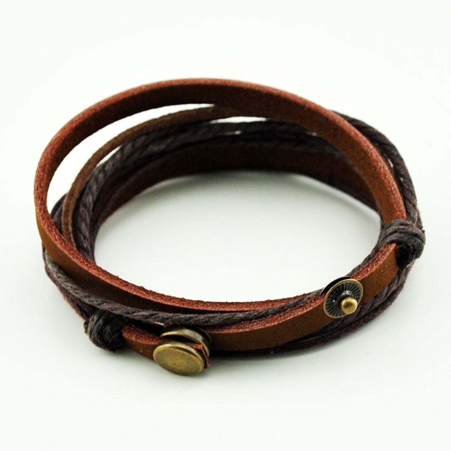 Genuine Leather Bracelet for Women & Men,Unisex Multilayer Leather Adjustable Bracelet Cuff Wrap Multicolor Rope Wristband