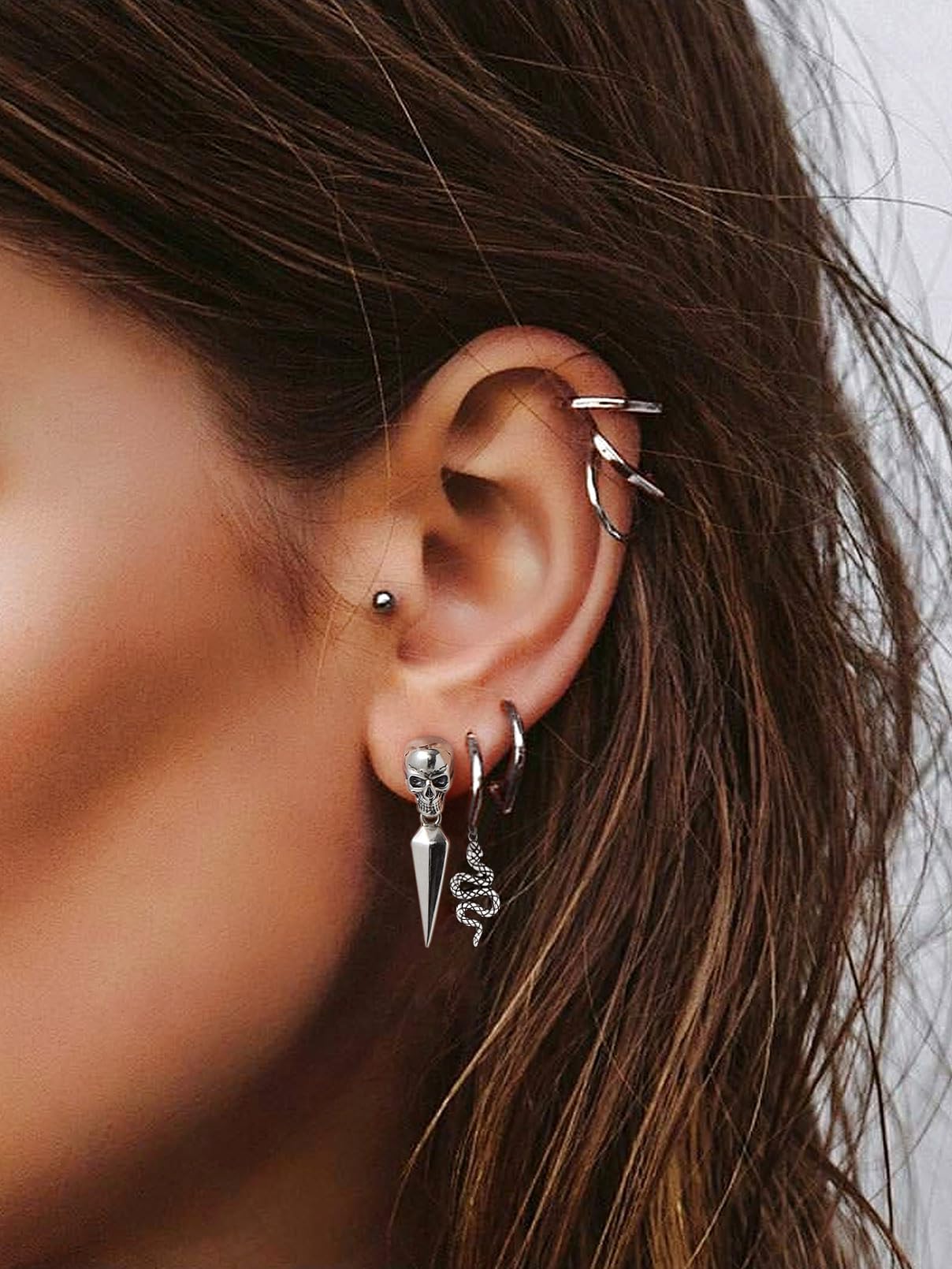 FaithHeart Dragon/Dinosaur/Snake Hoop Earrings for Men, Sturdy Stainless Steel Punk Biker Animals Hypoallergenic Jewelry, Gift Box