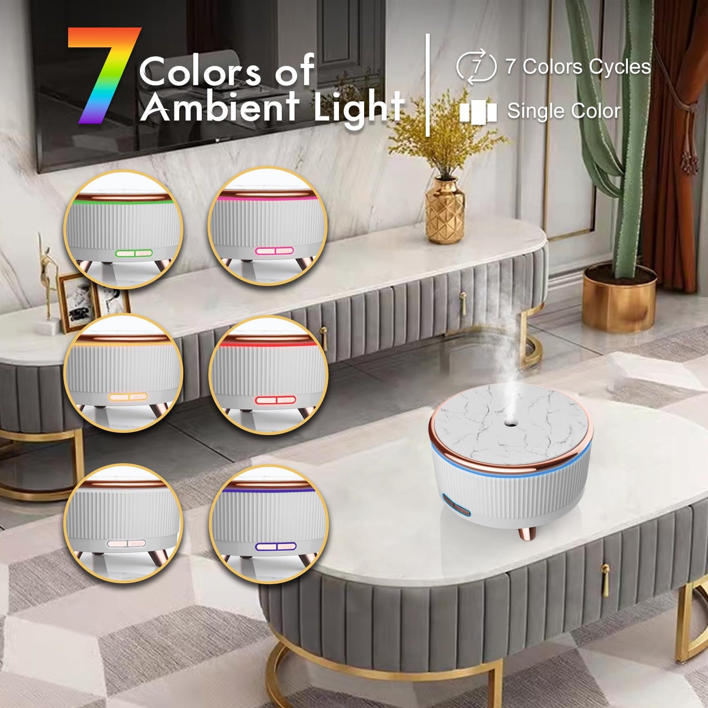Diffusers for Essential Oils Large Room, 500ml Aromatherapy Oil Diffuser Cool Mist Humidifier with Remote Control,7 Colors Lights & 3 Mist Mode Waterless Auto Off for Women Office Home Black