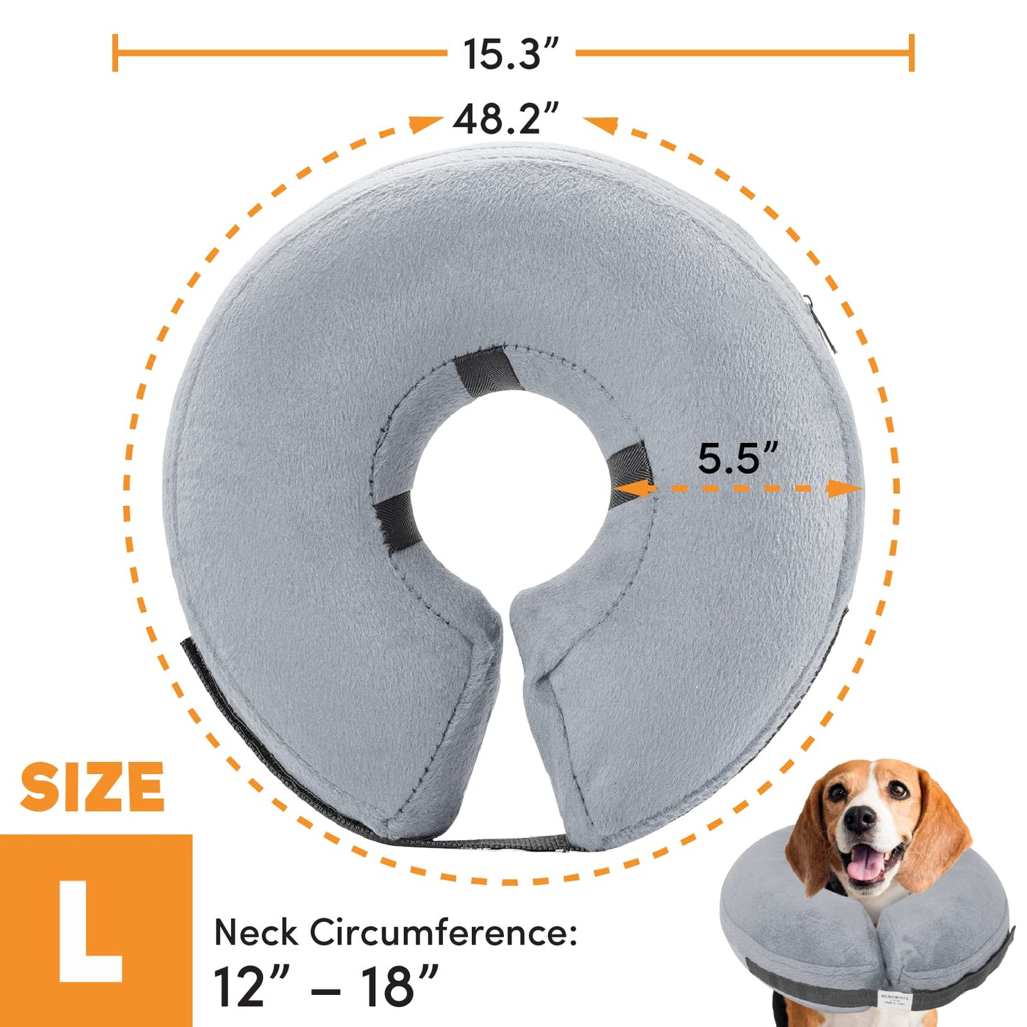 BENCMATE Protective Inflatable Collar for Dogs and Cats - Soft Pet Recovery Collar Does Not Block Vision E-Collar (X-Large, Blue)